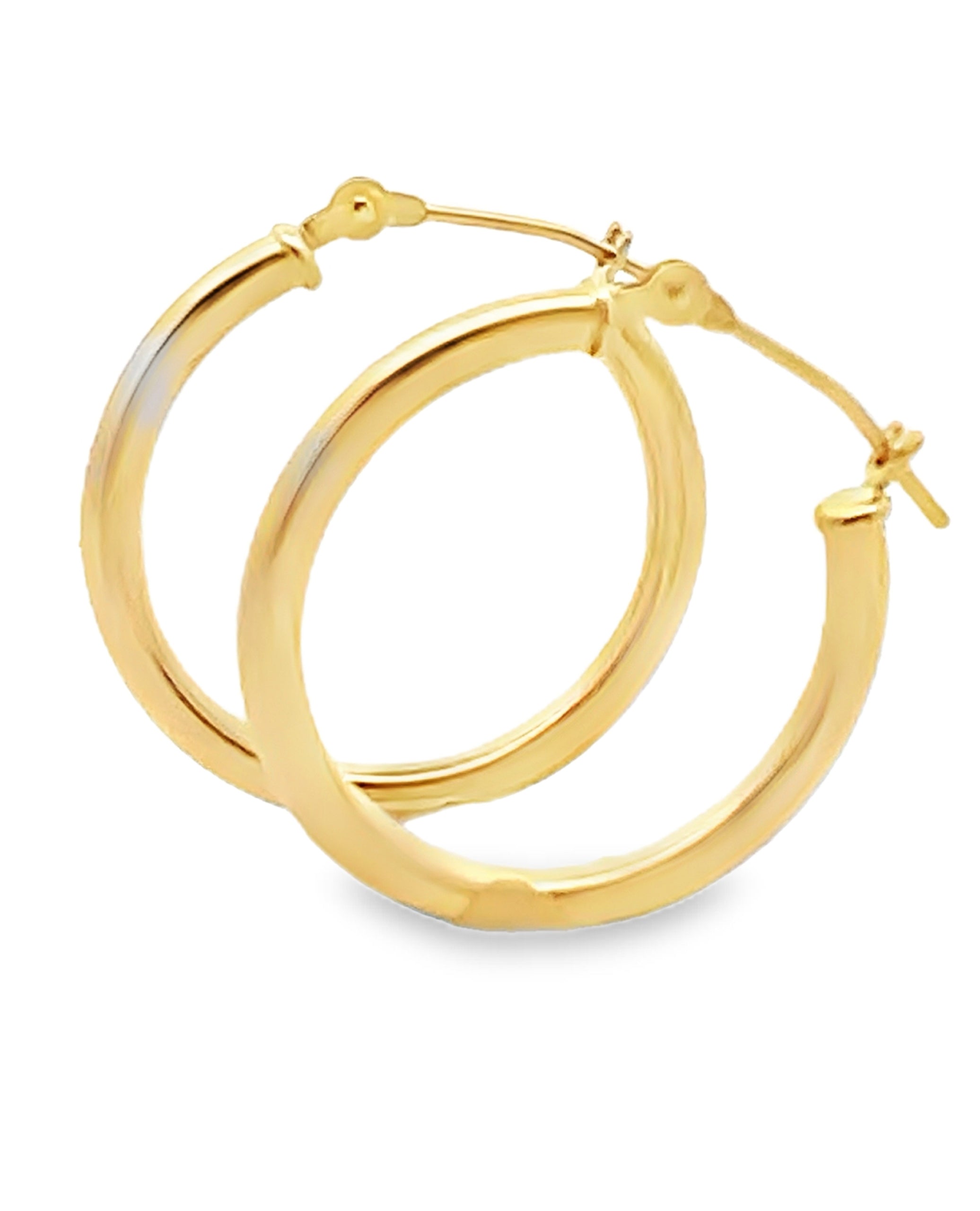 14K Yellow Gold 2mm Wide Hoop Earrings