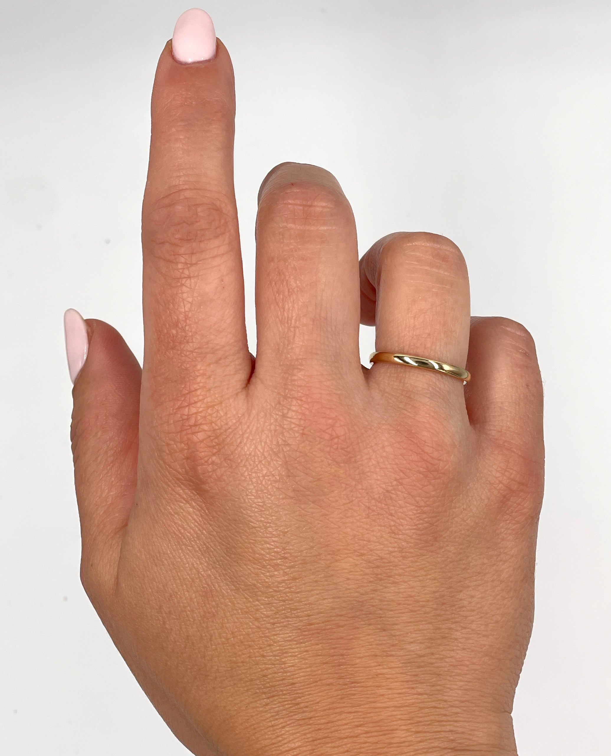 14K Yellow Gold Half Round 2mm Band