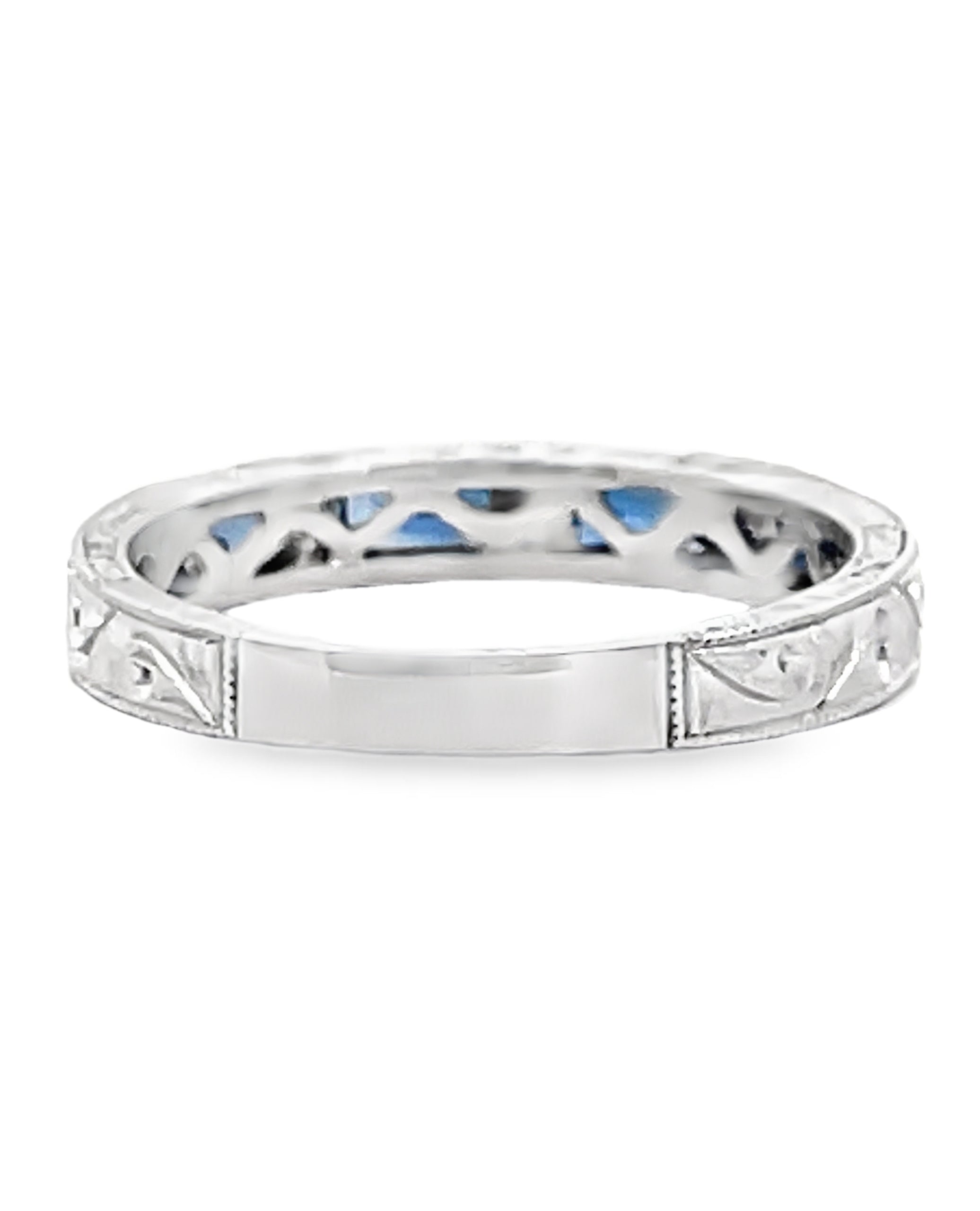 Kirk Kara SS6685-B1 Charlotte Sapphire Band with Beading and Round Diamonds