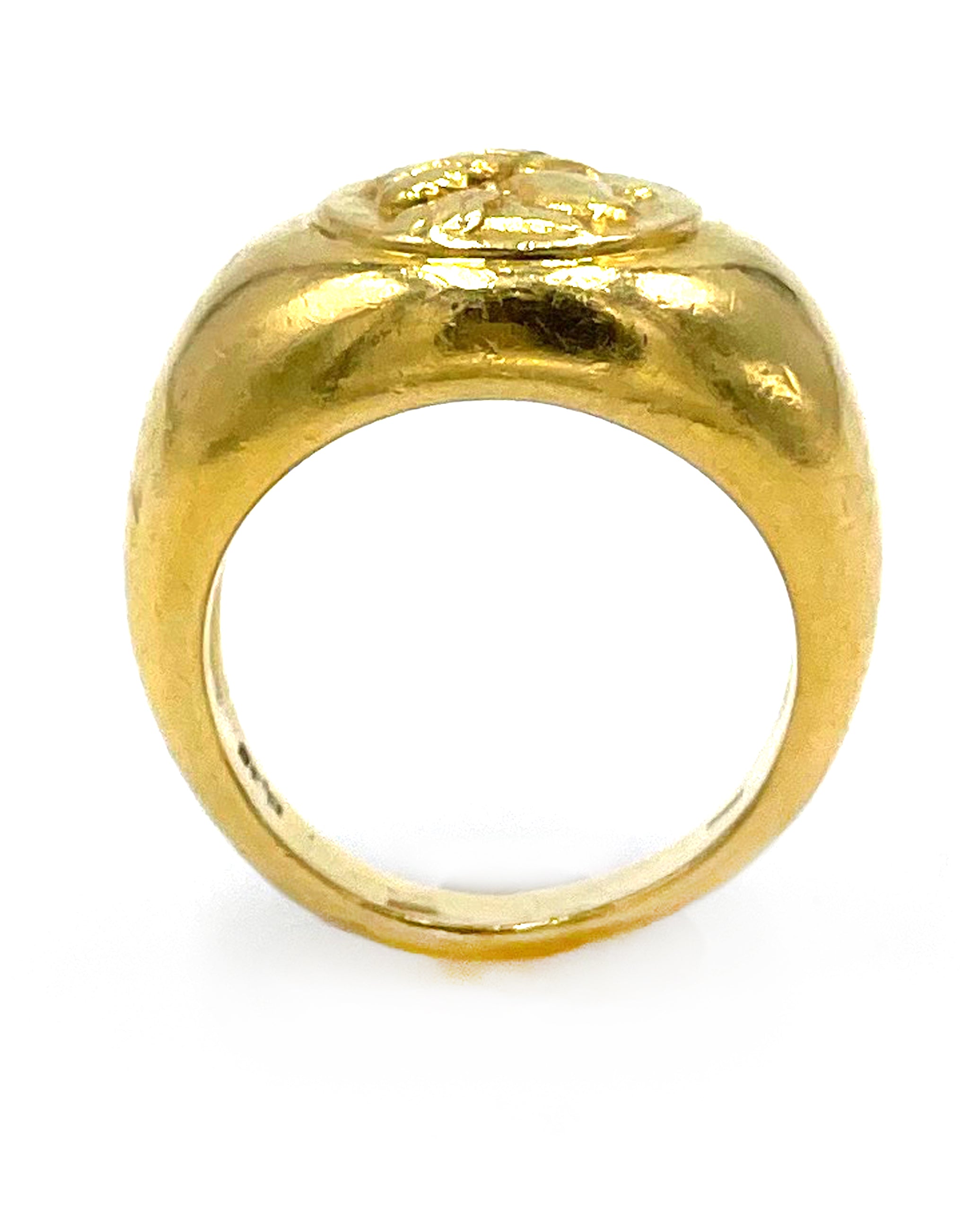 Pre-owned 18K Yellow Gold Gypsy Style Domed Ring