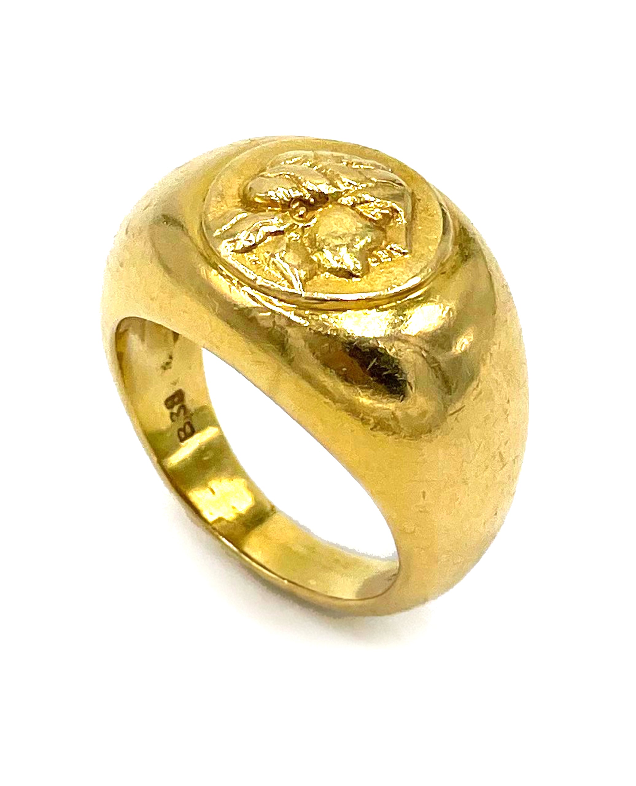 Pre-owned 18K Yellow Gold Gypsy Style Domed Ring