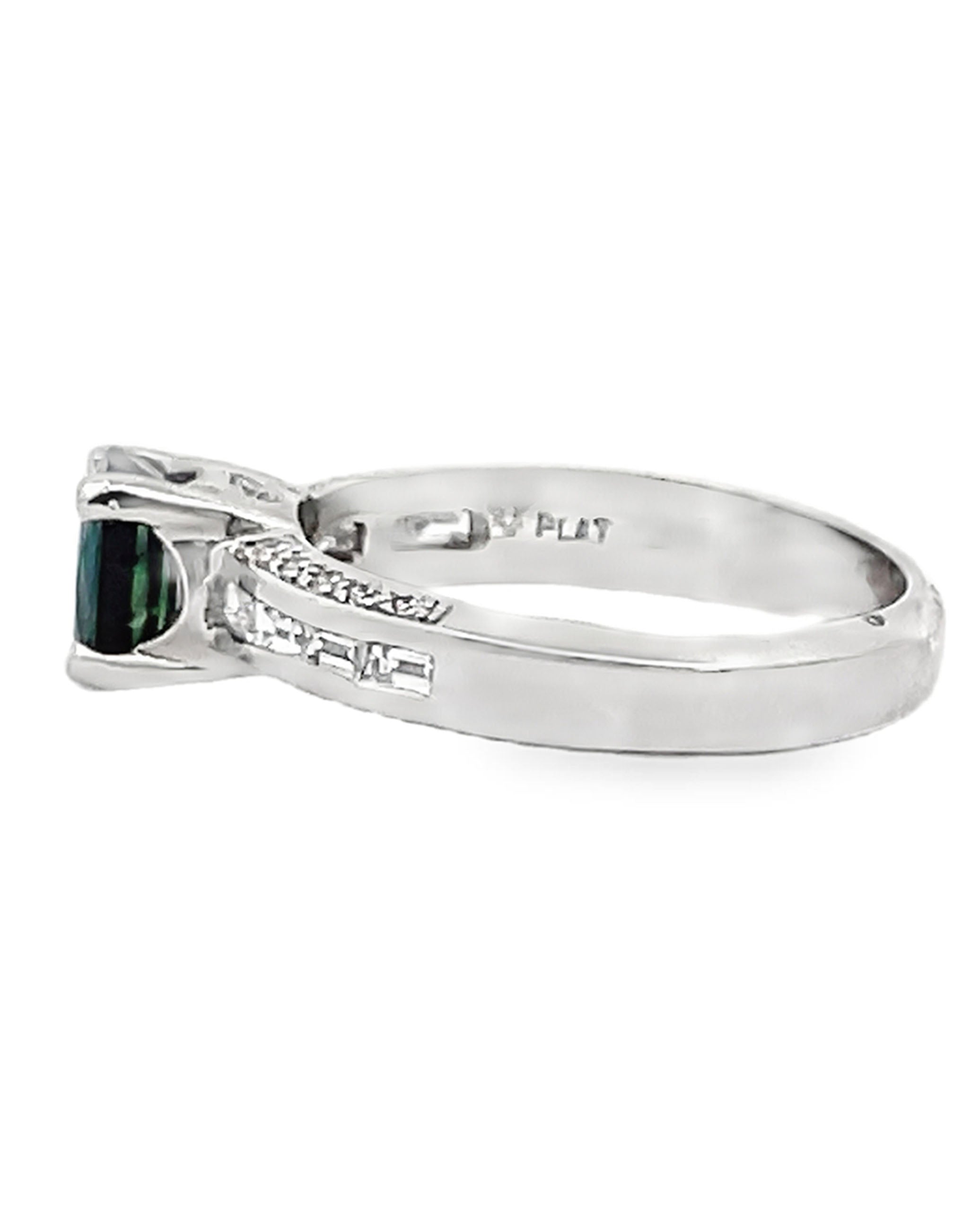 Platinum Semi-Mount Sapphire & Diamond Ring
