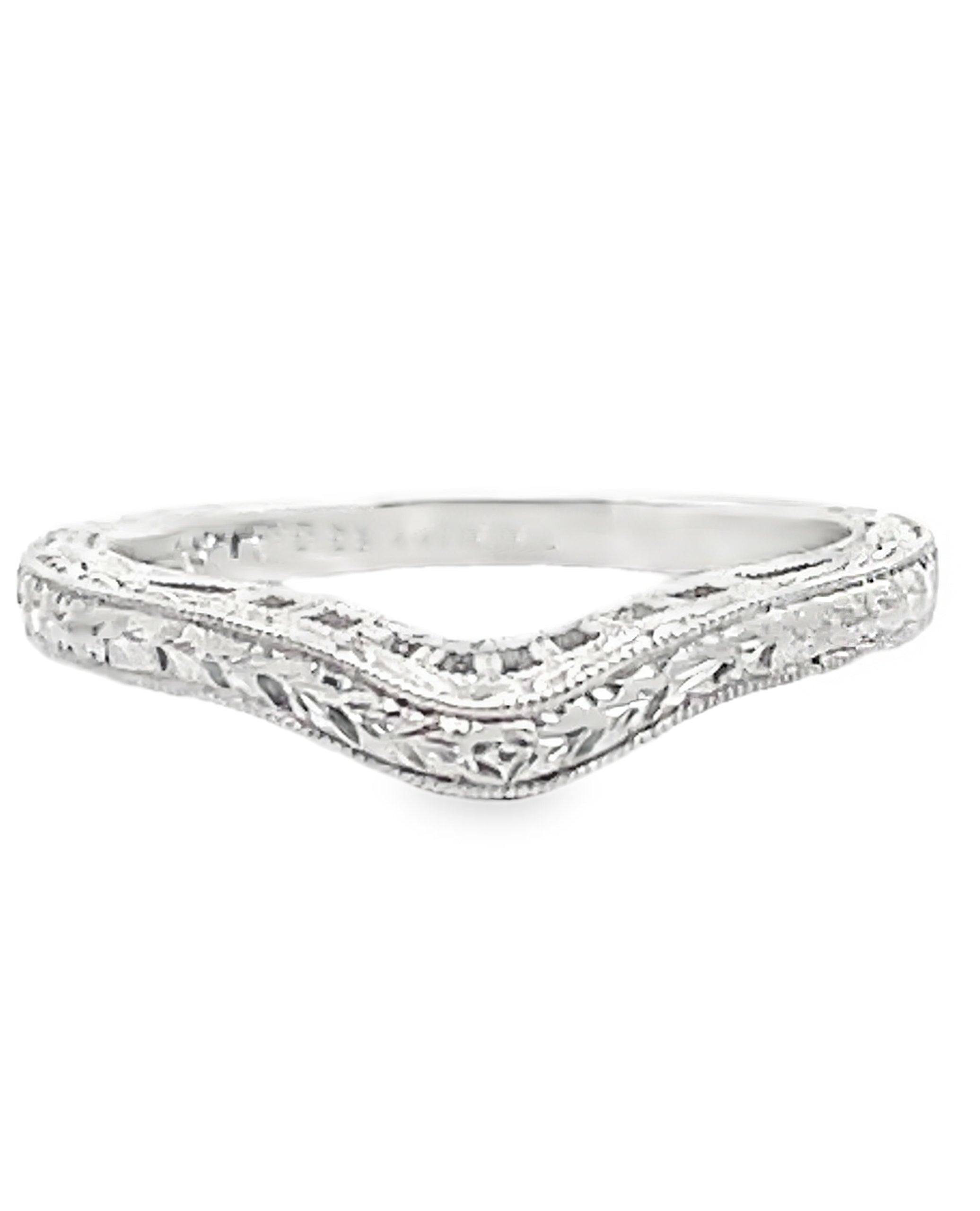 Kirk Kara SS6454B-BS Diamond Wedding Band with Hand Carving
