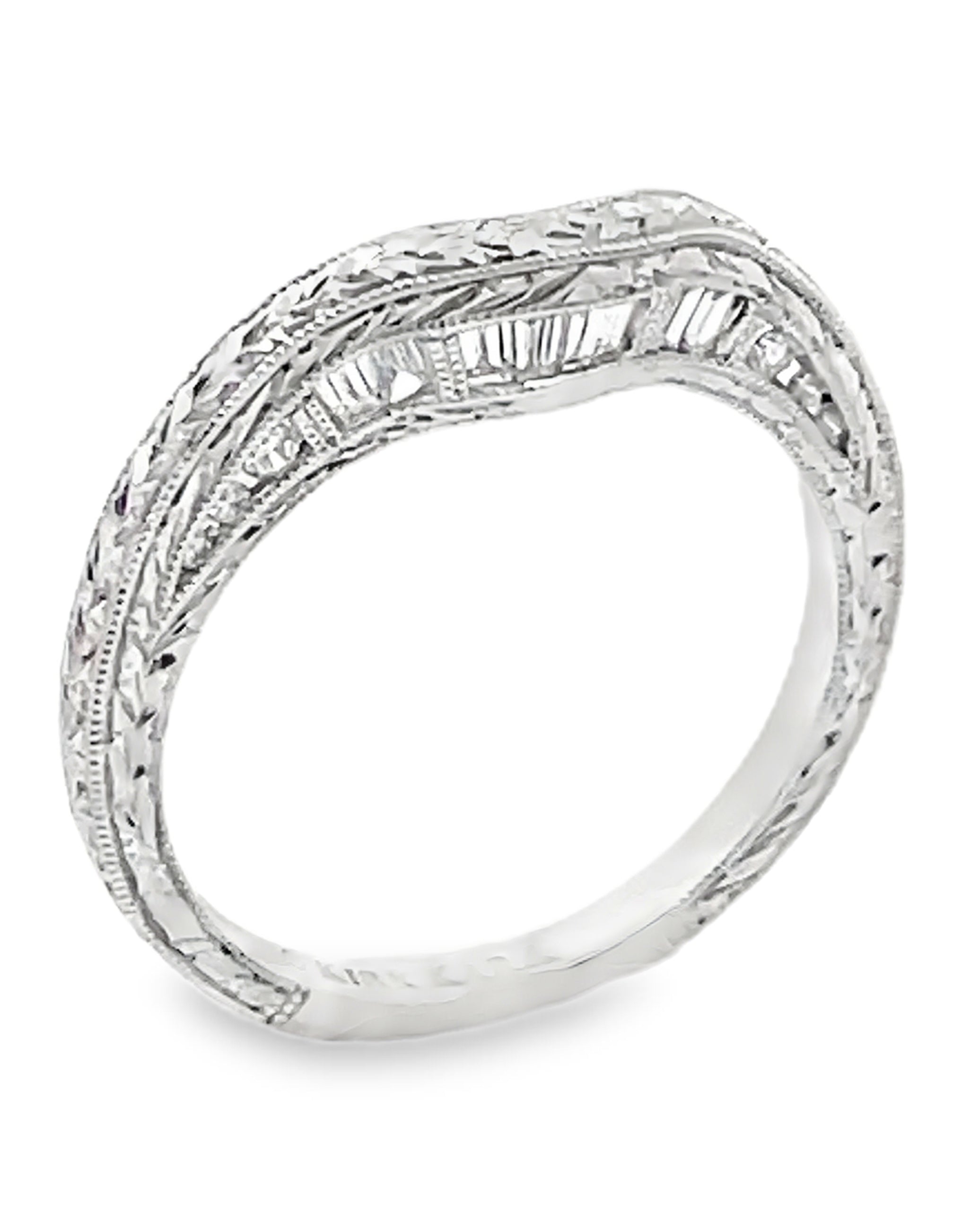 Kirk Kara SS6454B-BS Diamond Wedding Band with Hand Carving