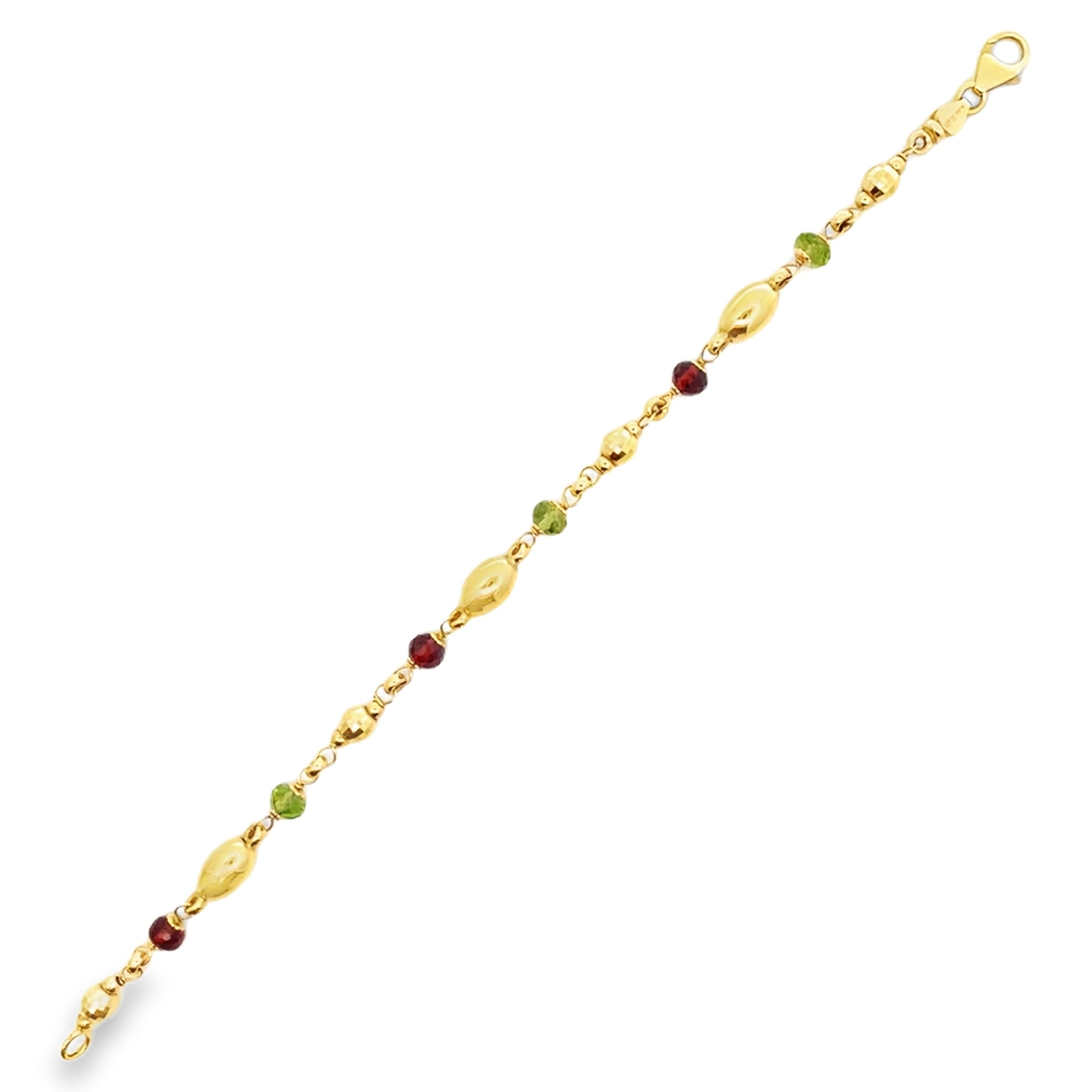 14K Yellow Gold Leslie's Bracelet with Garnet & Peridot