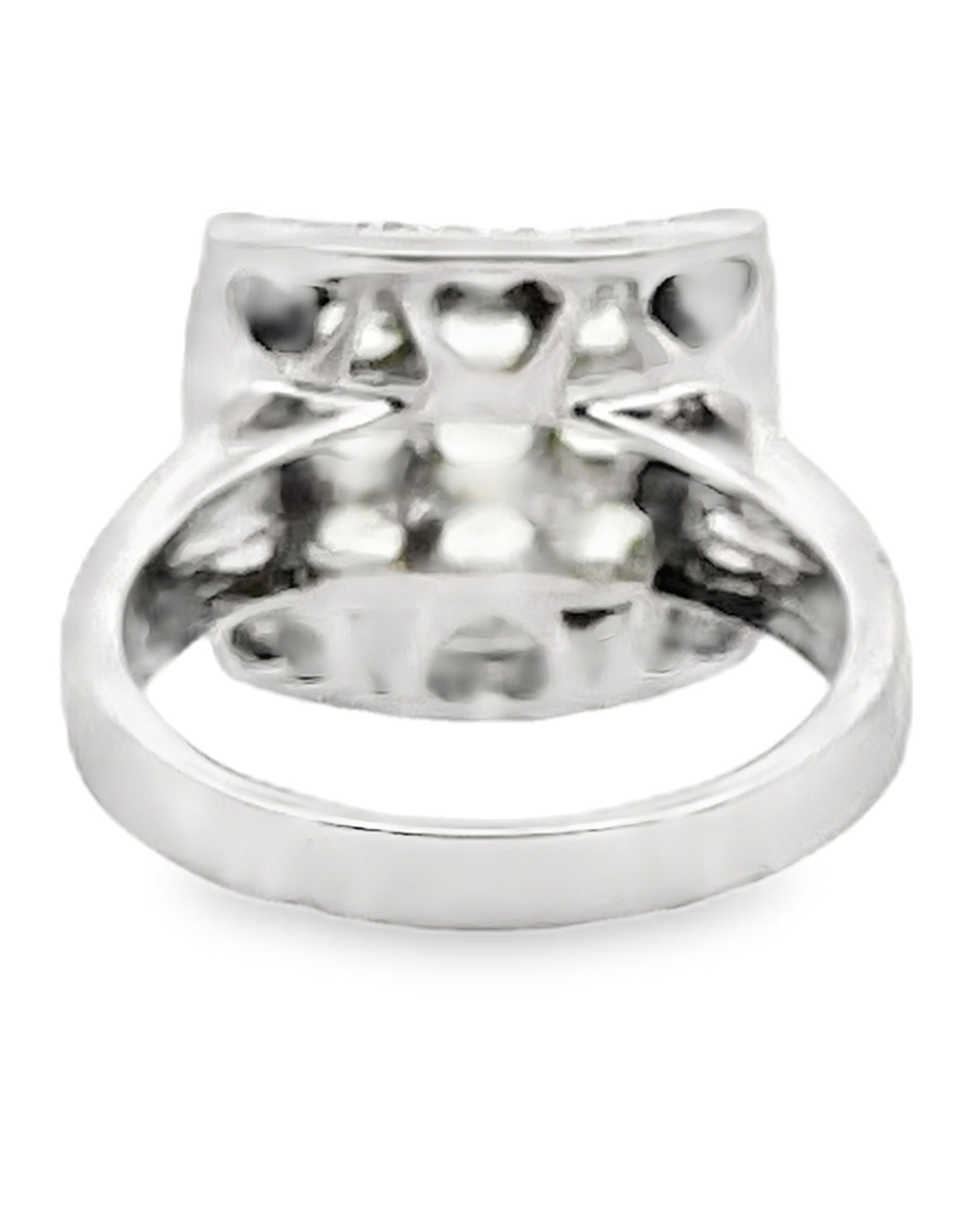 Curved Peridot & Diamond Ring in 14K White Gold