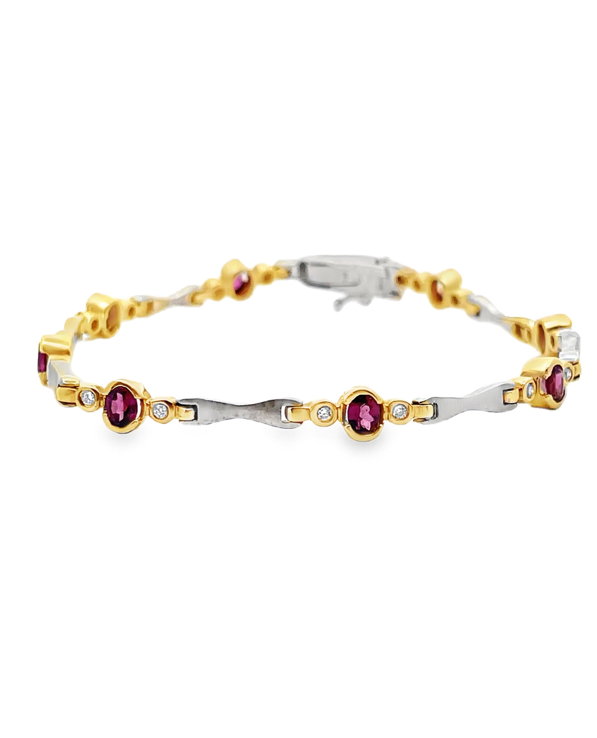 14K Two Tone Gold Rhodolite Bracelet