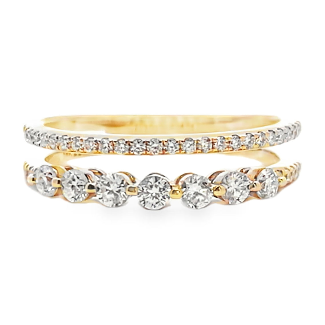 14K Yellow Gold Ring With Multi Row Diamonds Totaling 0.55 Carats