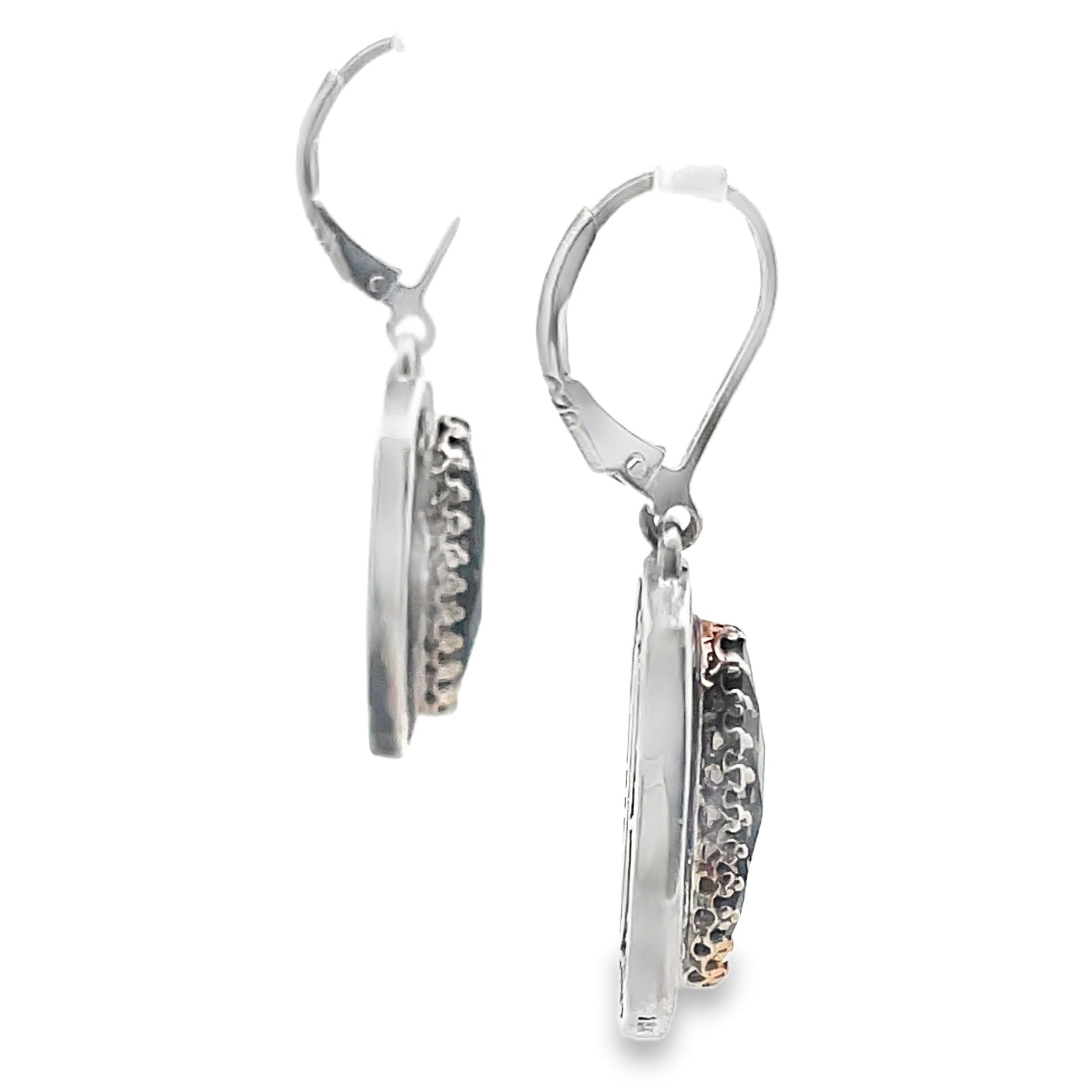 Sara Blaine Sterling Silver Drop Earrings with 18K Yellow Gold Accents and Oval Smoky Topaz