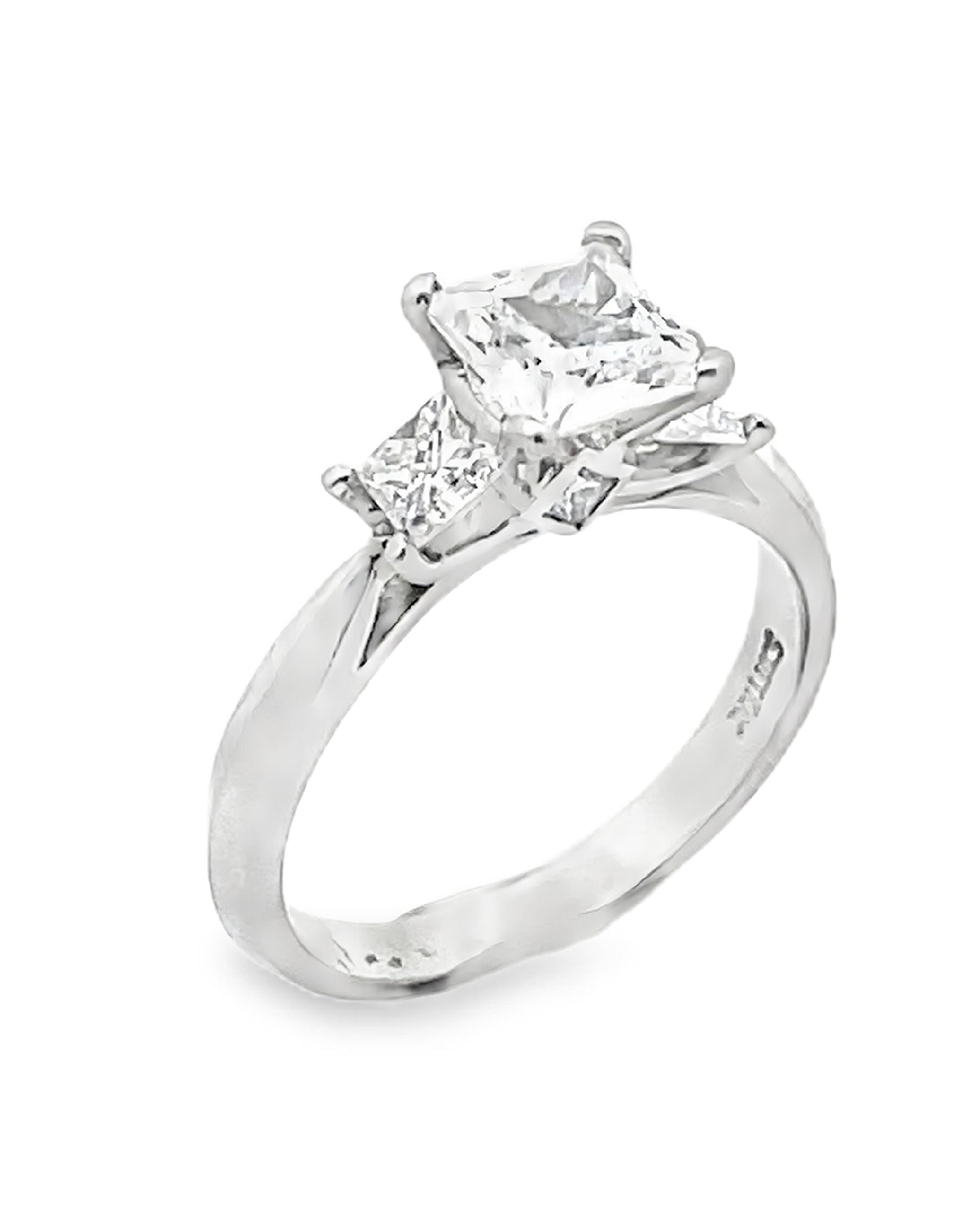 Scott Kay M1164QD10PP Platinum "Crown" Three Stone Engagement Ring for 6 Millimeter Center Princess-Cut Stone