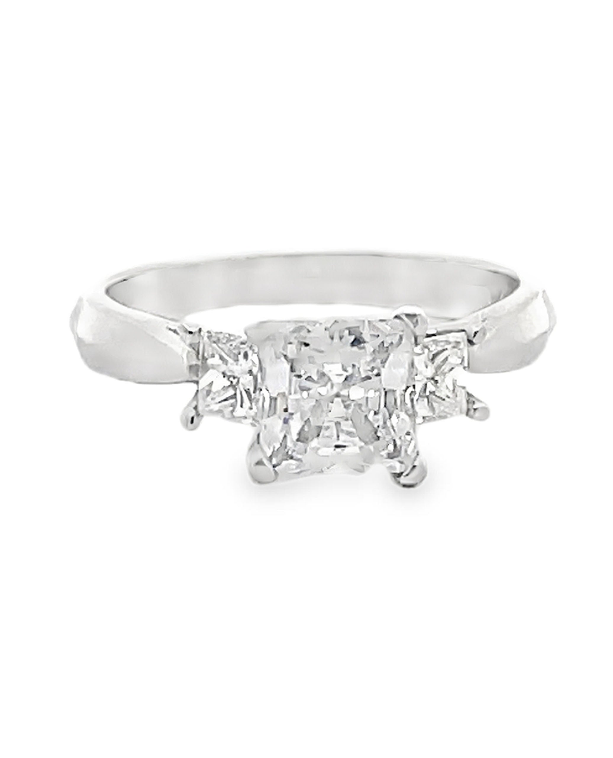 Scott Kay M1164QD10PP Platinum "Crown" Three Stone Engagement Ring for 6 Millimeter Center Princess-Cut Stone