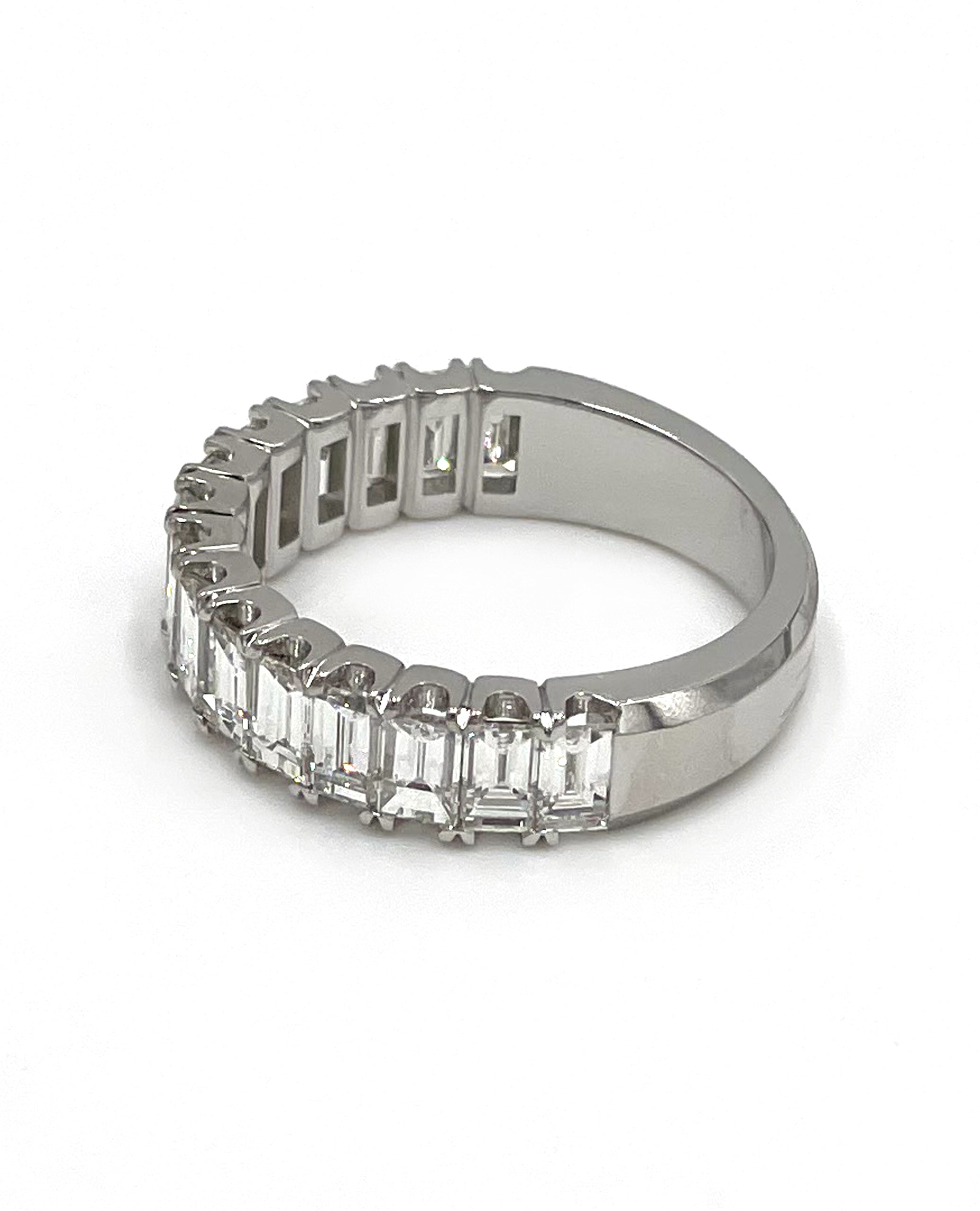 18K White Gold Half Way Baguette Ring