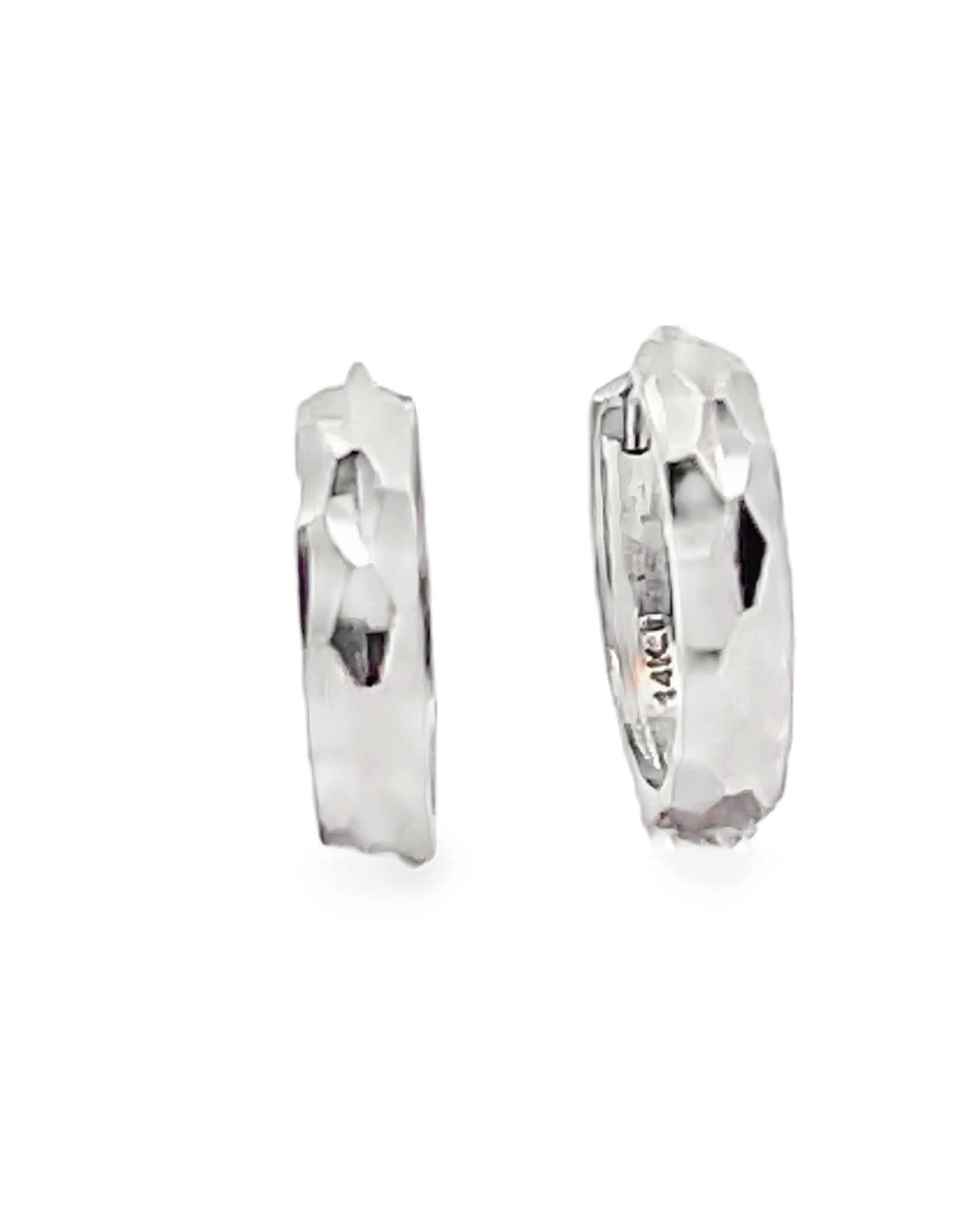 14K White Gold Small Hoop Earrings