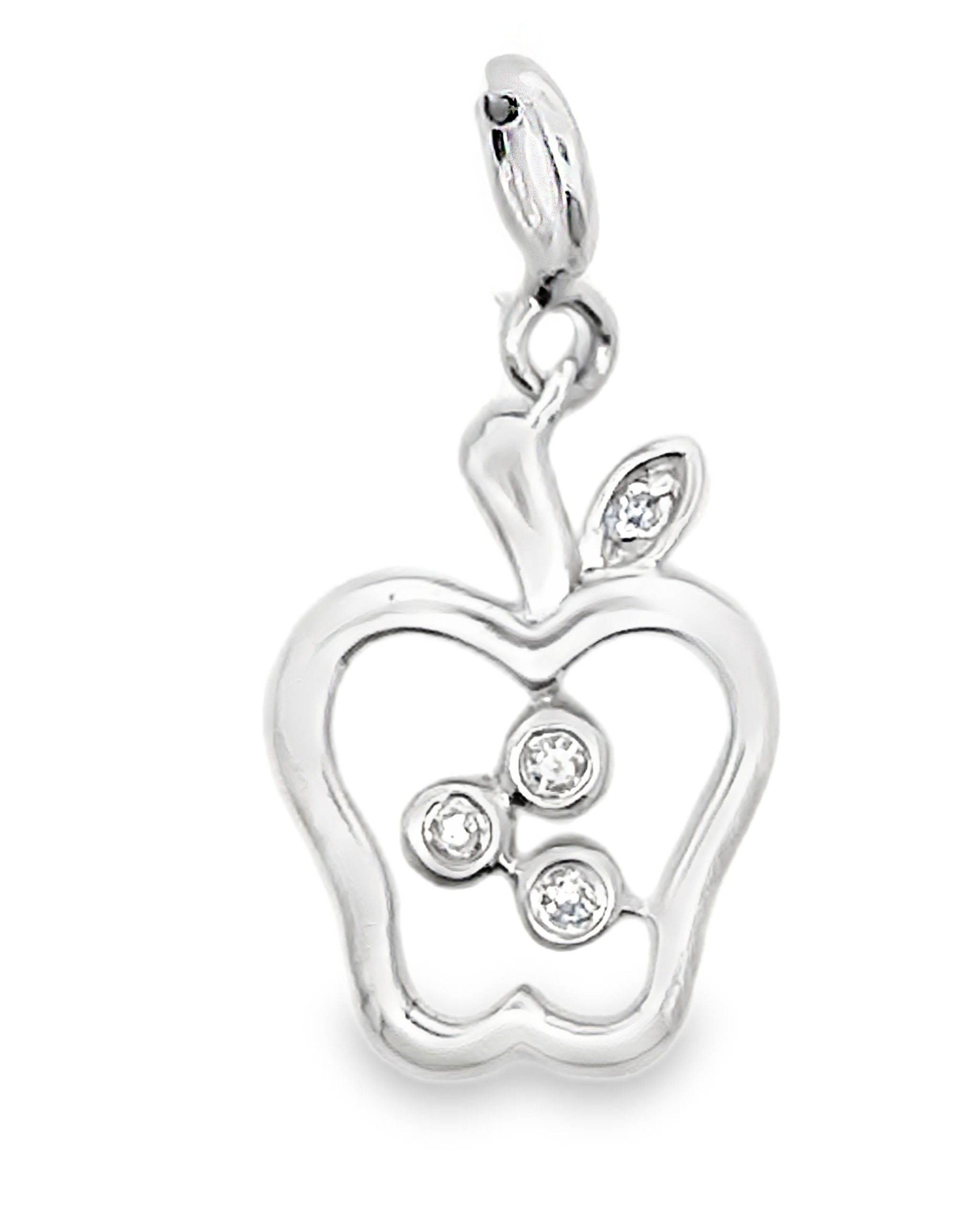 14K White Gold Apple Charm