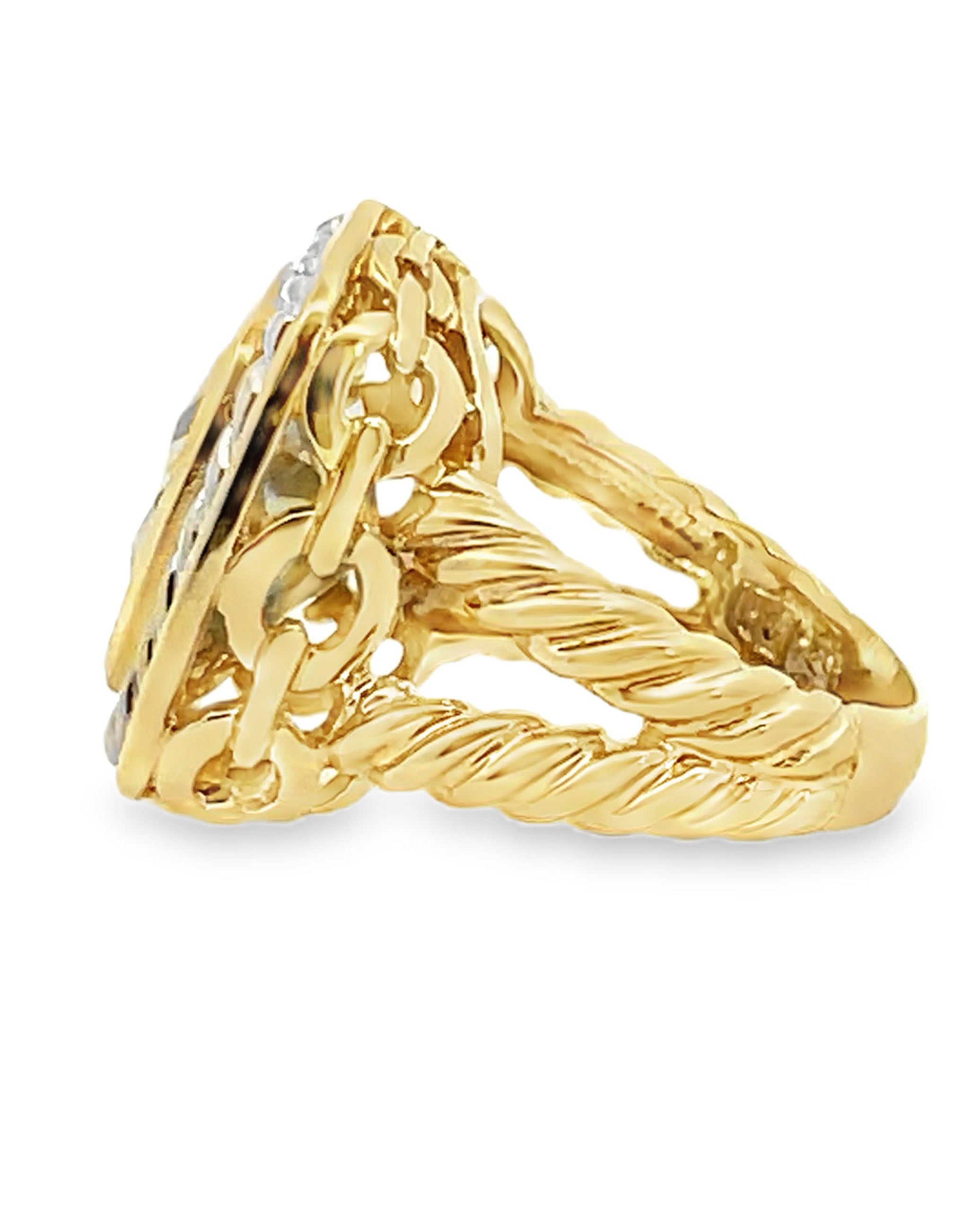Mint Quartz Cable Ring 9.10 Carats in 14k Gold