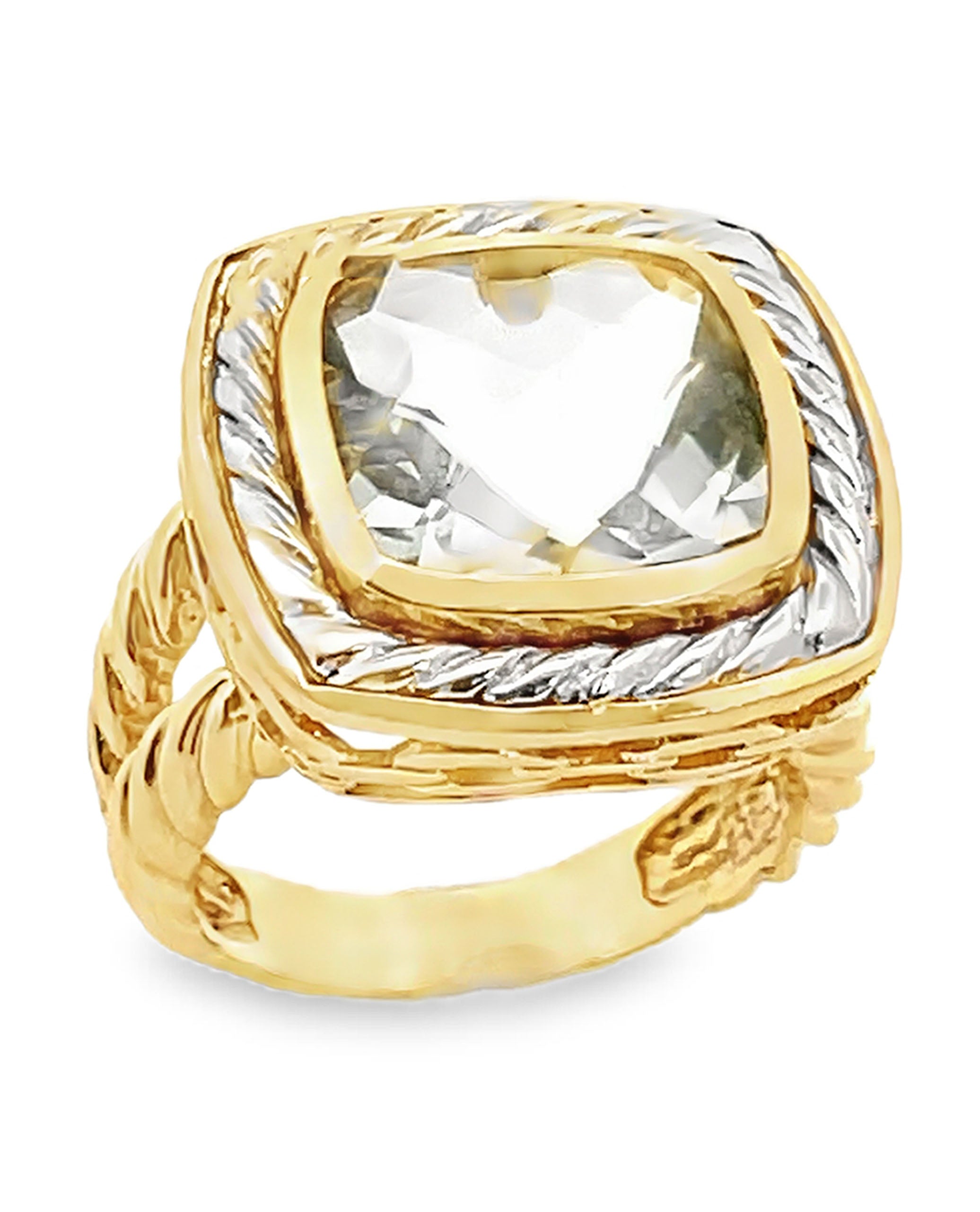Mint Quartz Cable Ring 9.10 Carats in 14k Gold