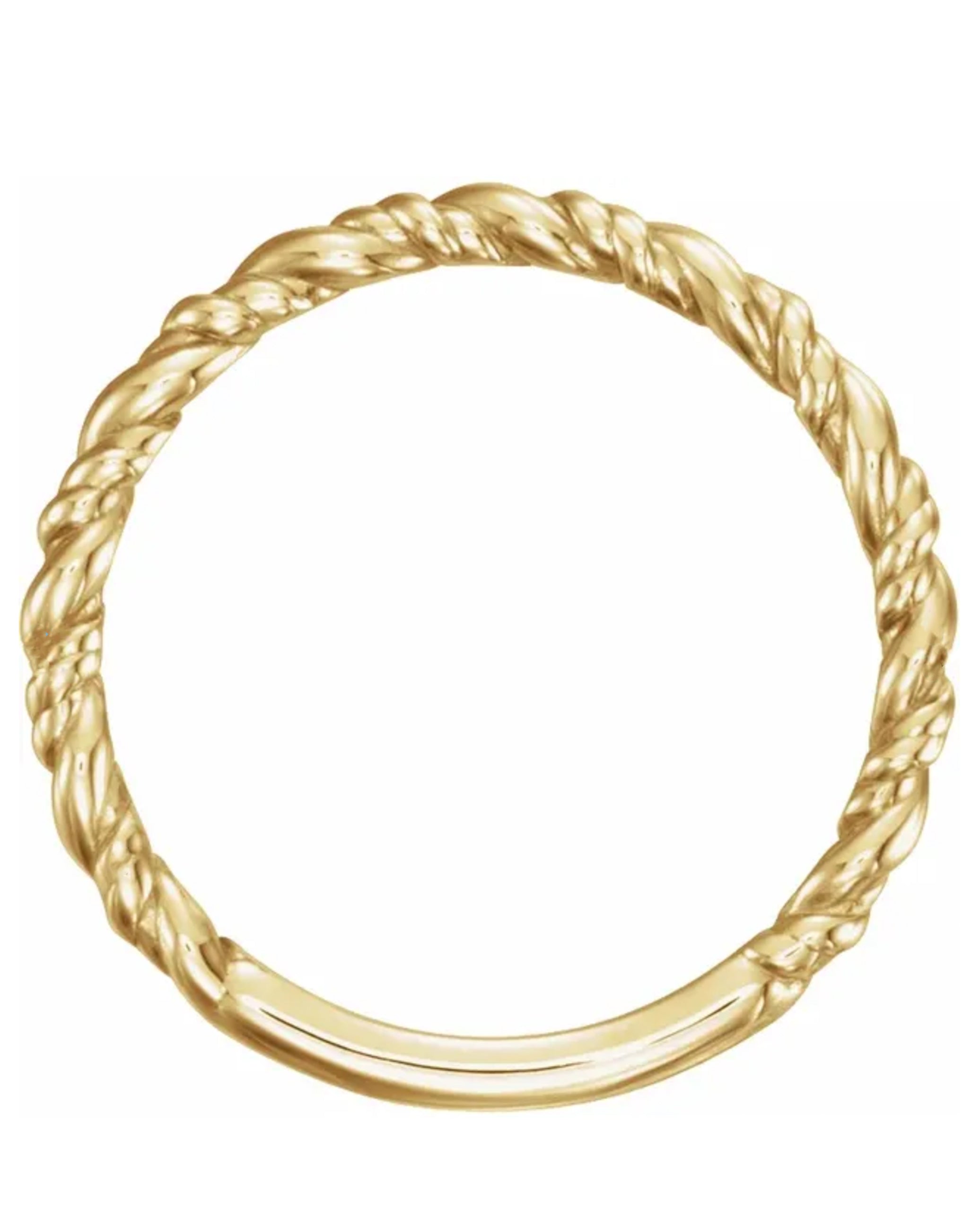 14K Yellow Gold 2mm Stackable Rope Ring