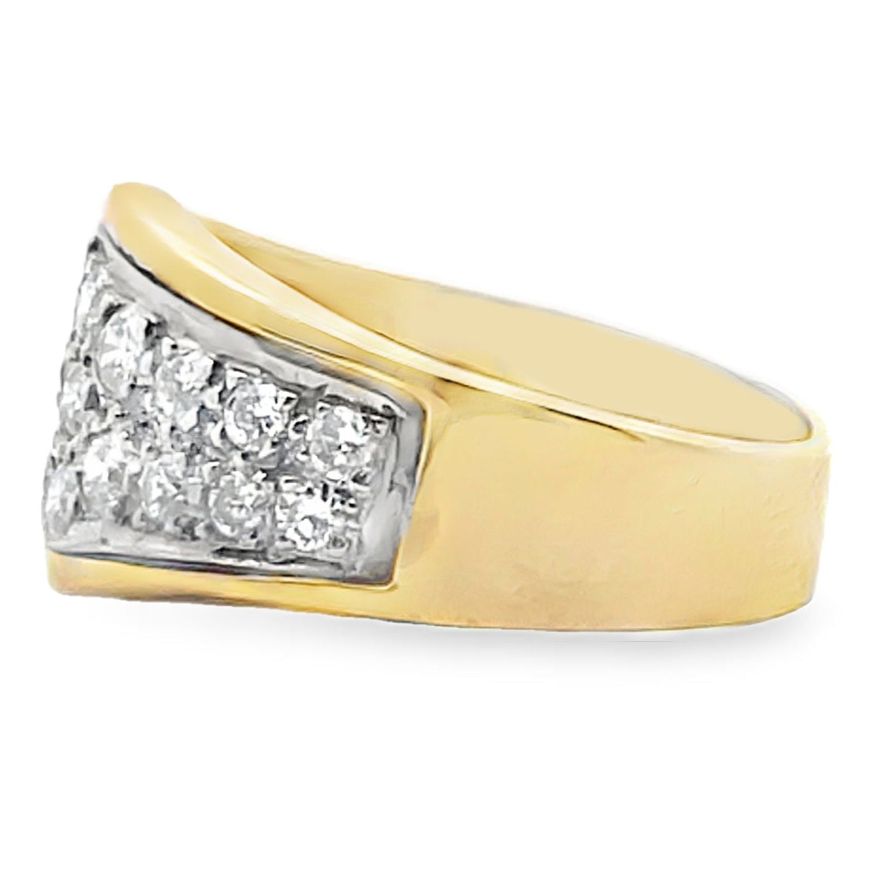 14K Yellow Gold Ring with Pave Diamonds 0.75 Carats