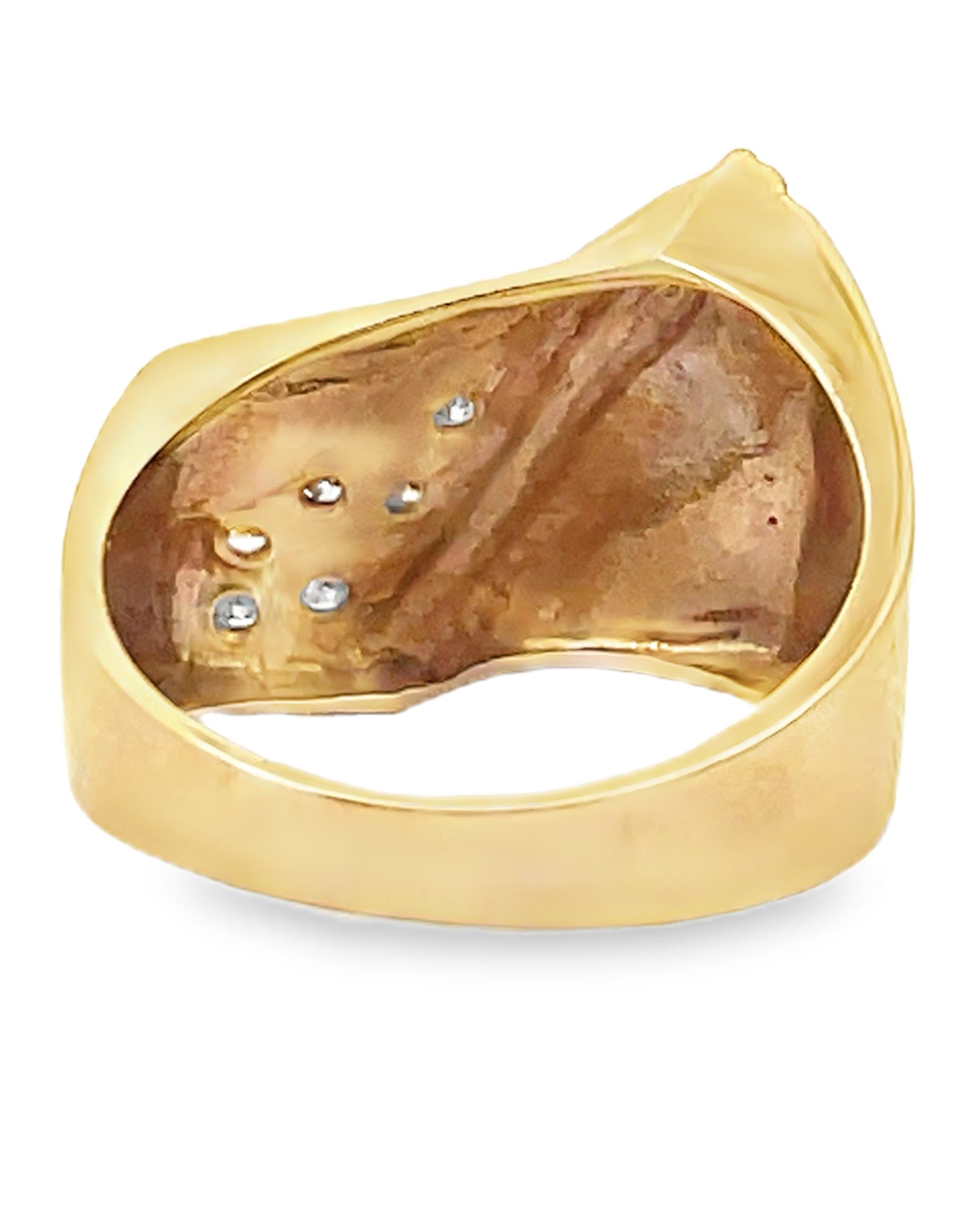 14K Yellow Gold 0.05 Carat Diamond Asymmetric Pinky Ring