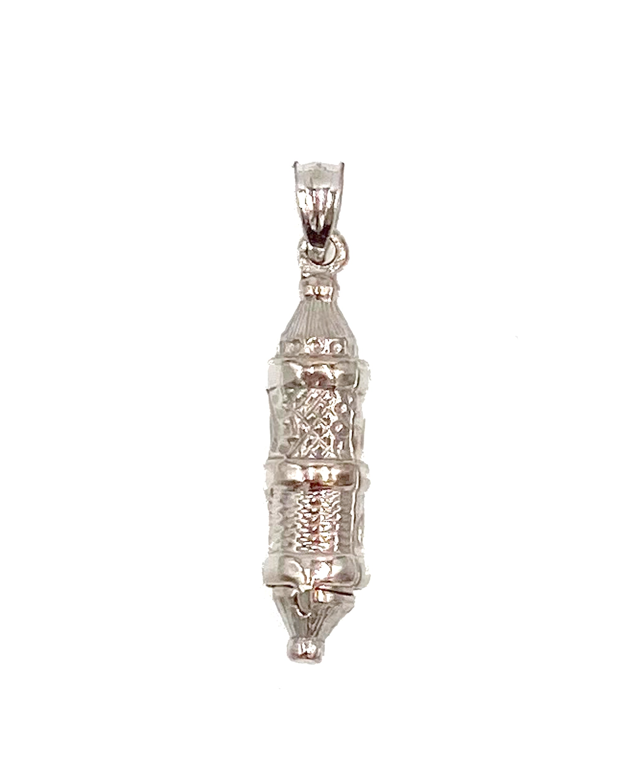 14K White Gold 3D Mezuzah Charm