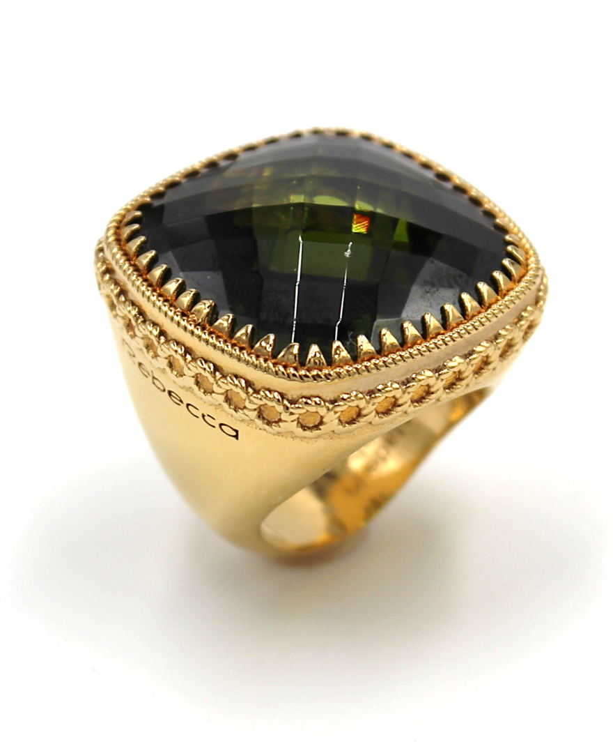 Rebecca Gioielli "Roma" Bronze Ring with Green Hydrothermal Stone