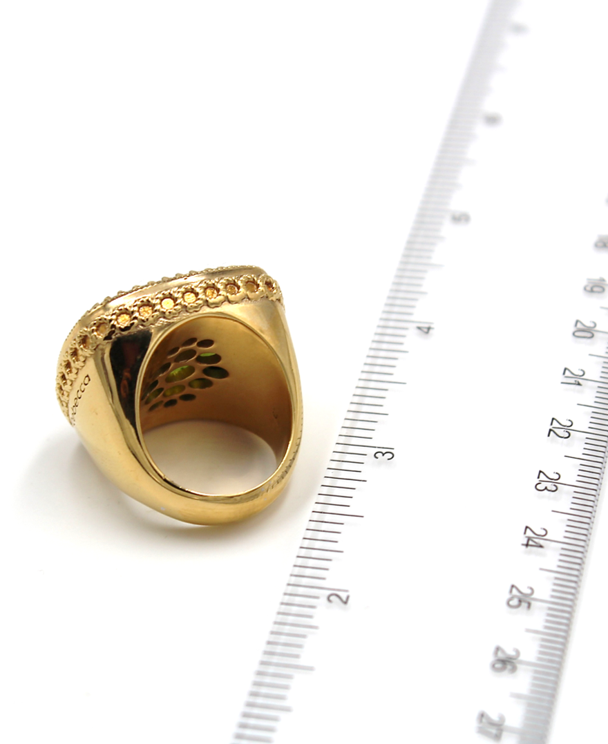 Rebecca Gioielli "Roma" Bronze Ring with Green Hydrothermal Stone