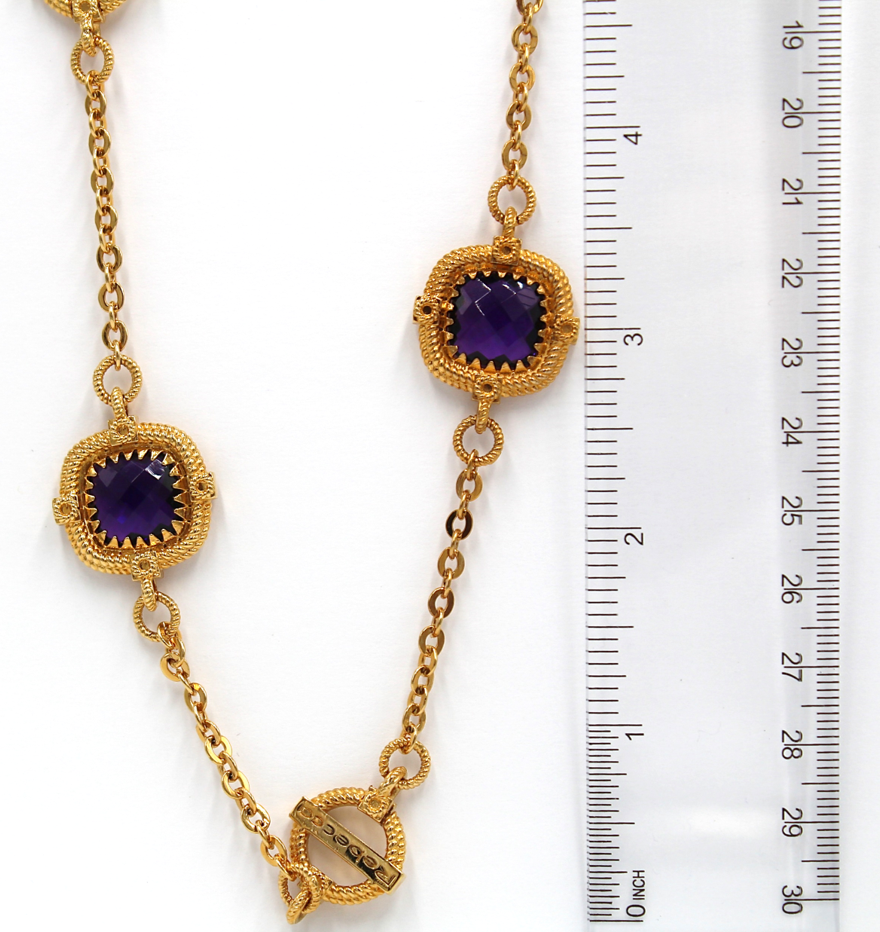 Rebecca Gioielli 40 inch Long Bronze Necklace with Purple Hydrothermal Stones