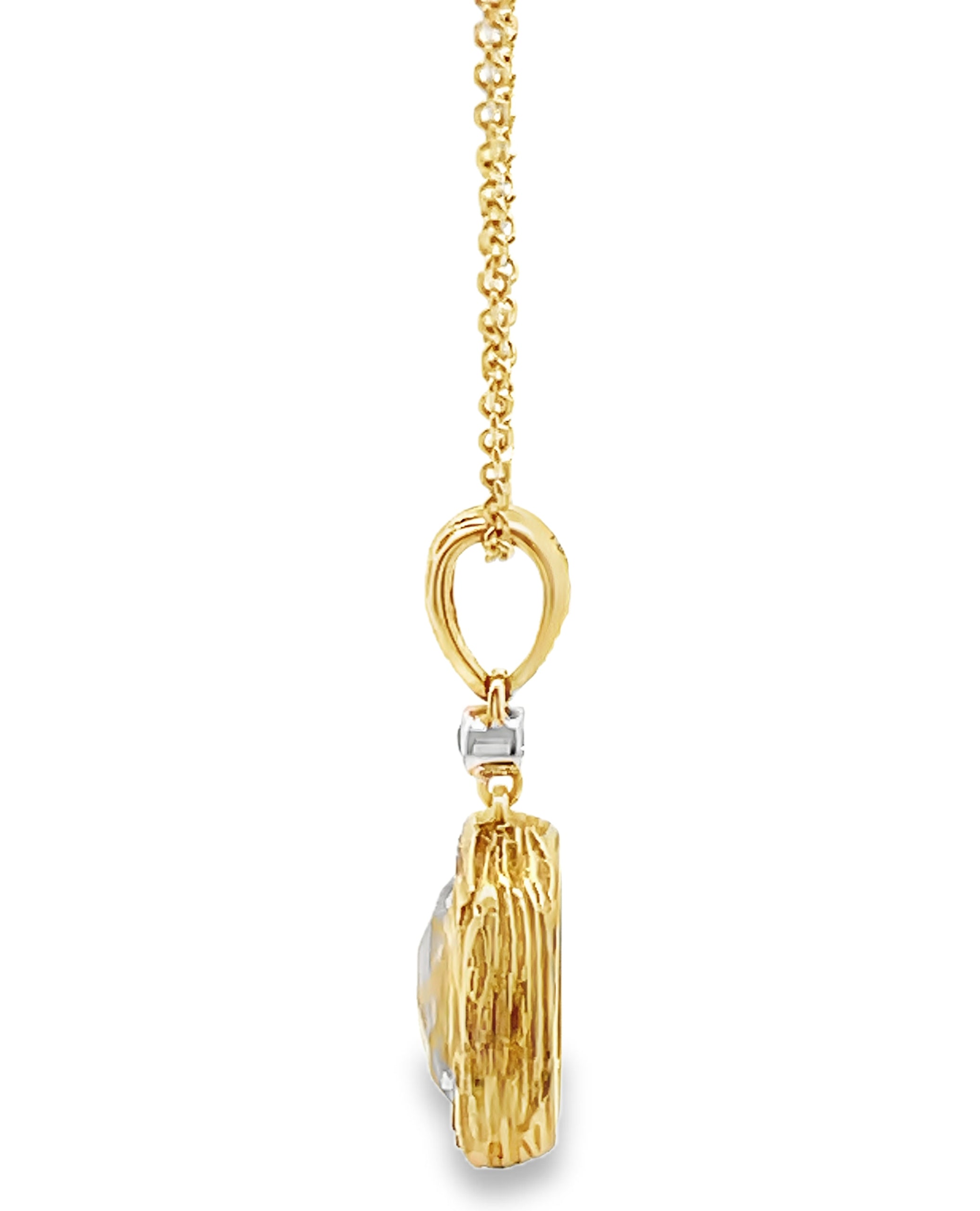 18K Yellow Gold 1.72 Carat Green Amethyst Pendant Necklace