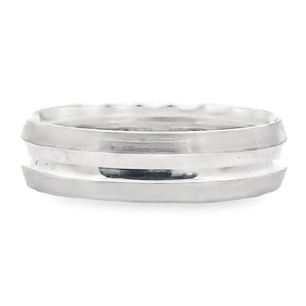 Tacori 72-6WS 18K White Gold Men's 6mm Band with Satin Eternity Crescent Design