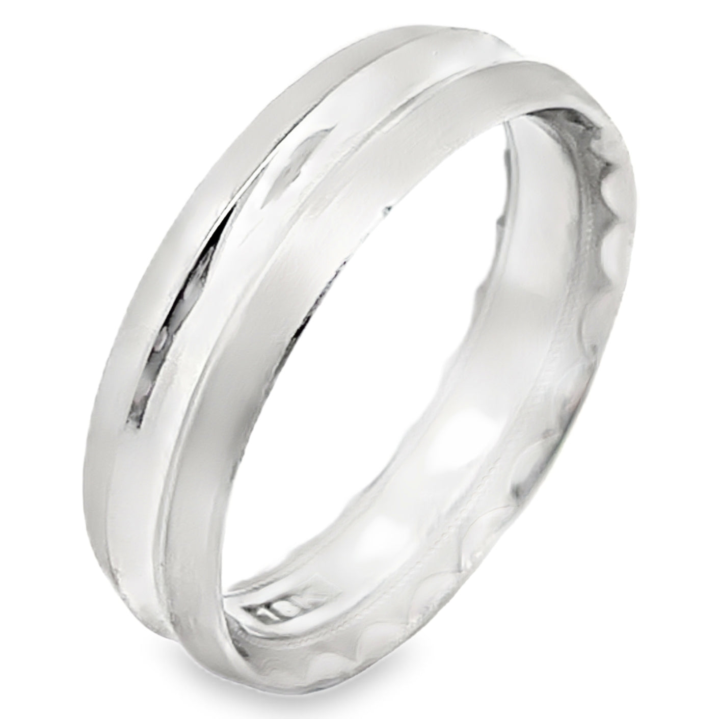 Tacori 72-6WS 18K White Gold Men's 6mm Band with Satin Eternity Crescent Design