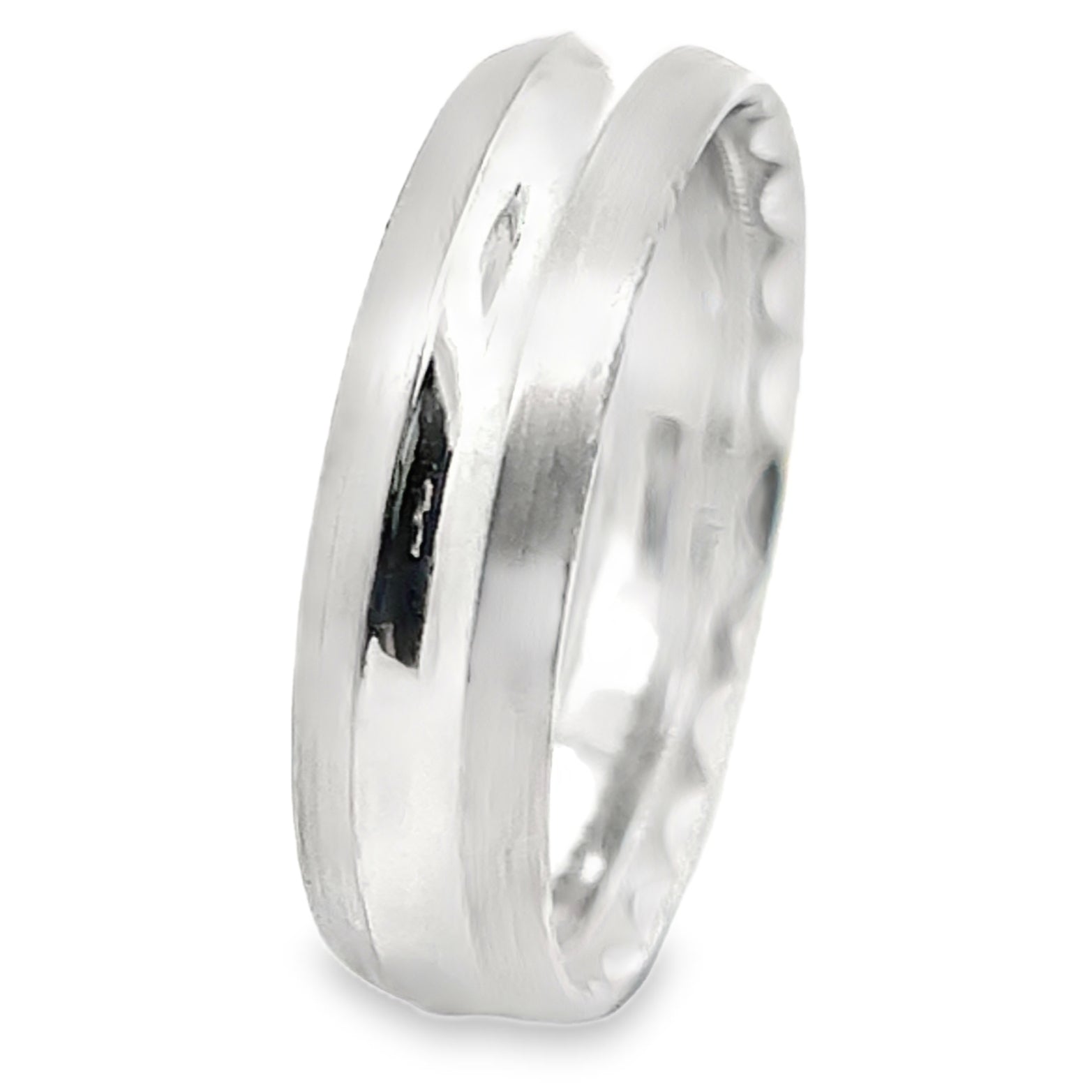 Tacori 72-6WS 18K White Gold Men's 6mm Band with Satin Eternity Crescent Design