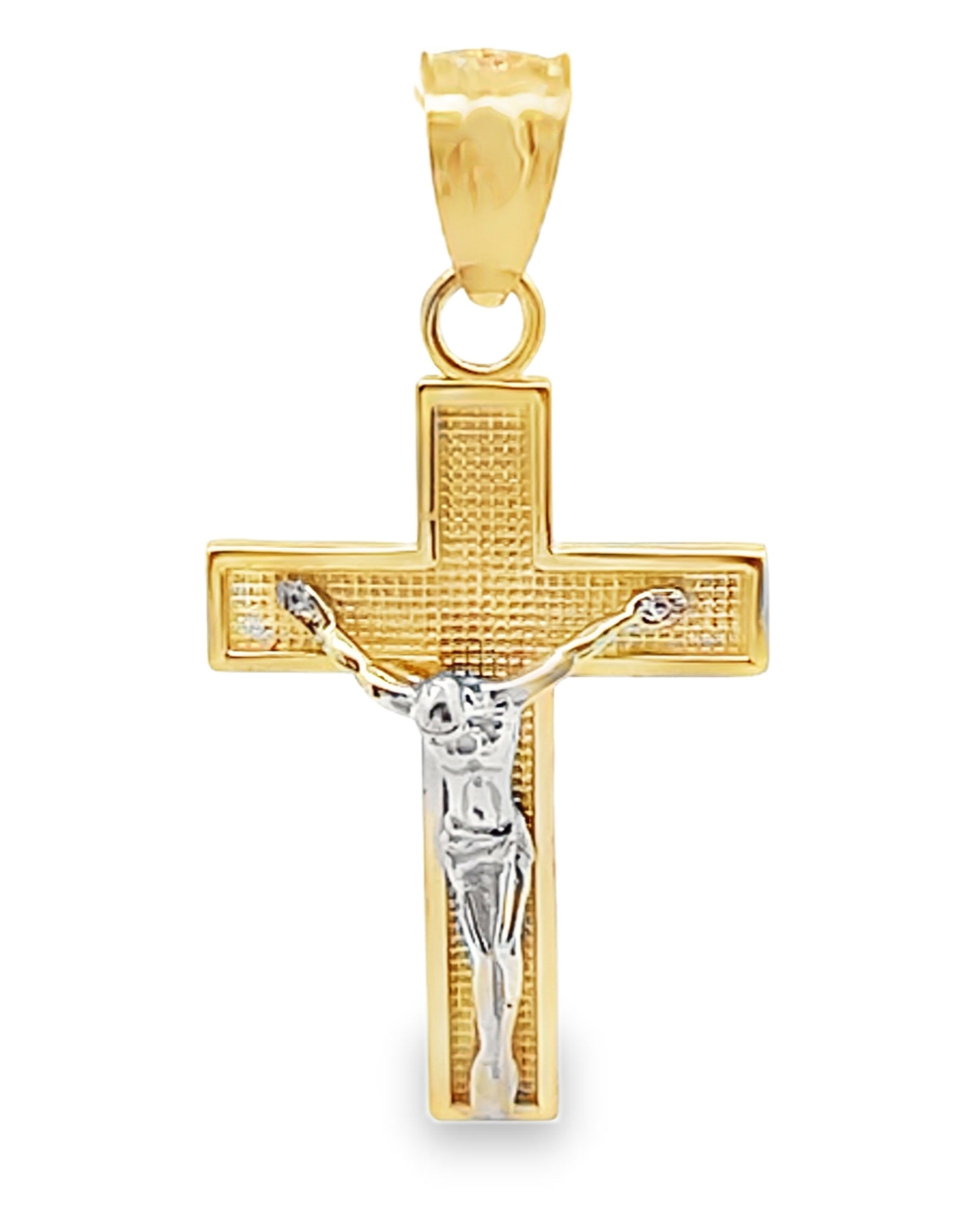 14K Two Tone Crucifix Cross