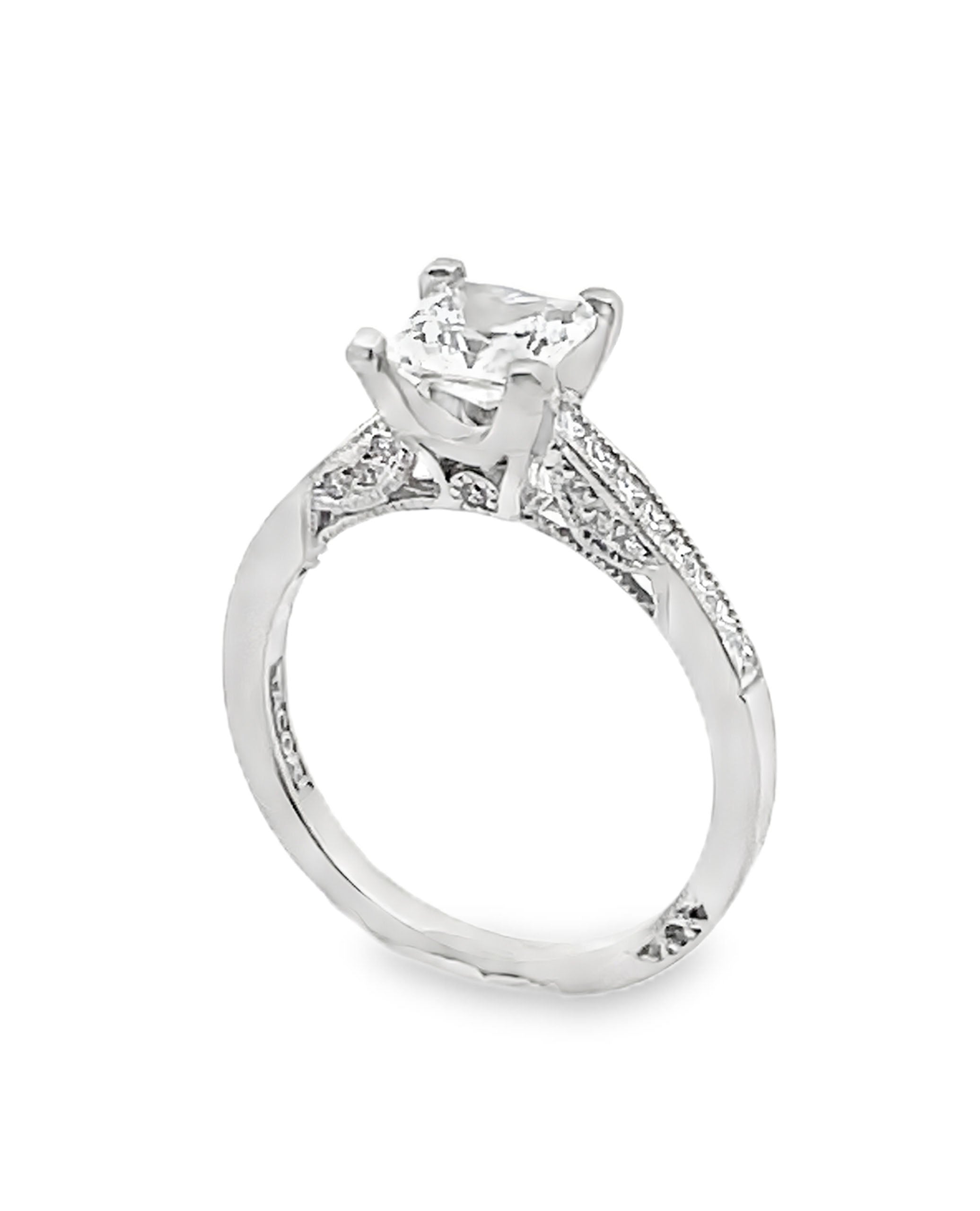 Platinum Tacori 2576 Simply Tacori Engagement Ring Setting for Princess Cut 6 Millimeter Stone