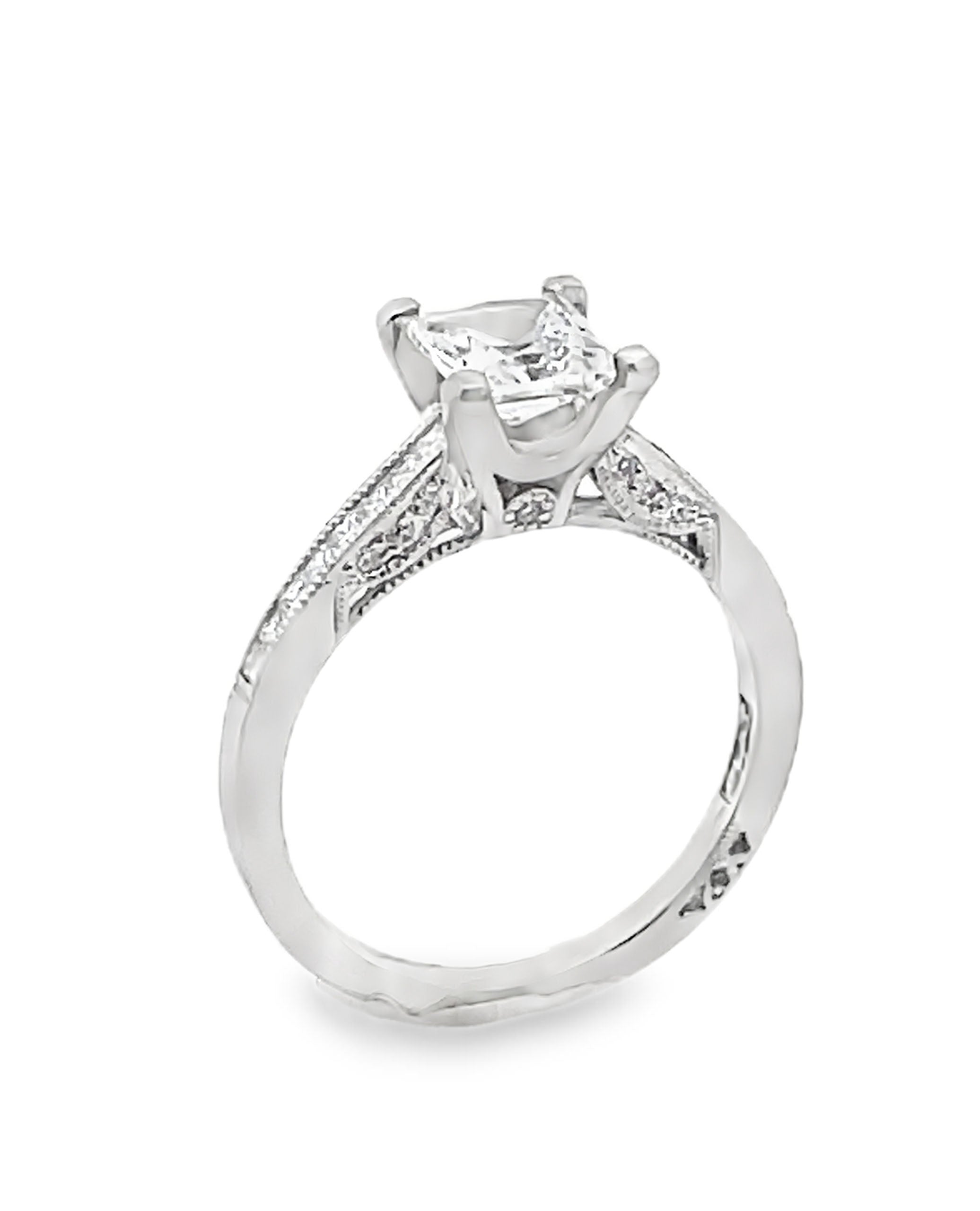 Platinum Tacori 2576 Simply Tacori Engagement Ring Setting for Princess Cut 6 Millimeter Stone