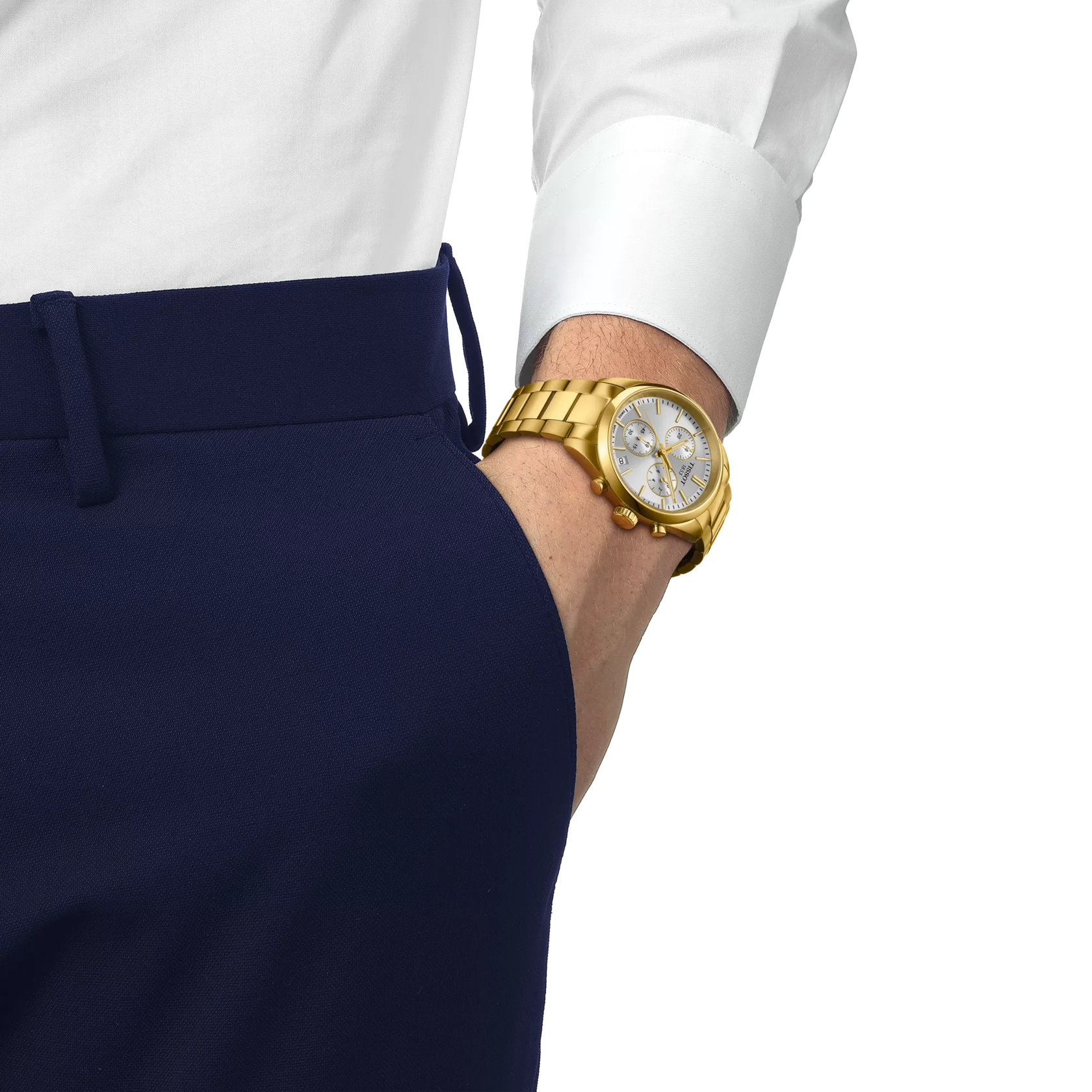 Tissot T150.417.33.031.00 PR 100 Chronograph Watch with Gold PVD