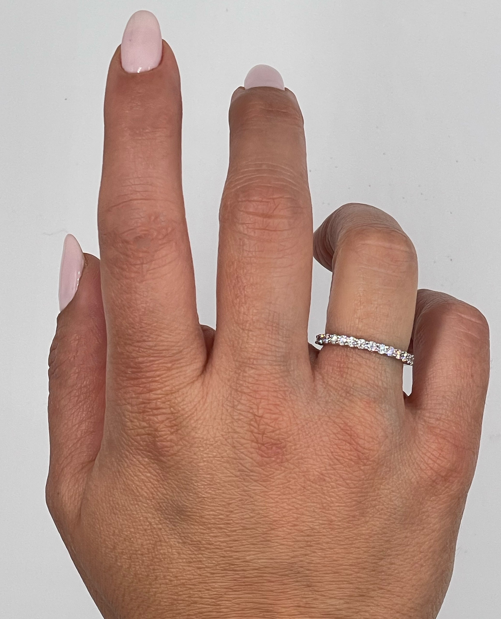 14K White Gold Halfway Diamond Band