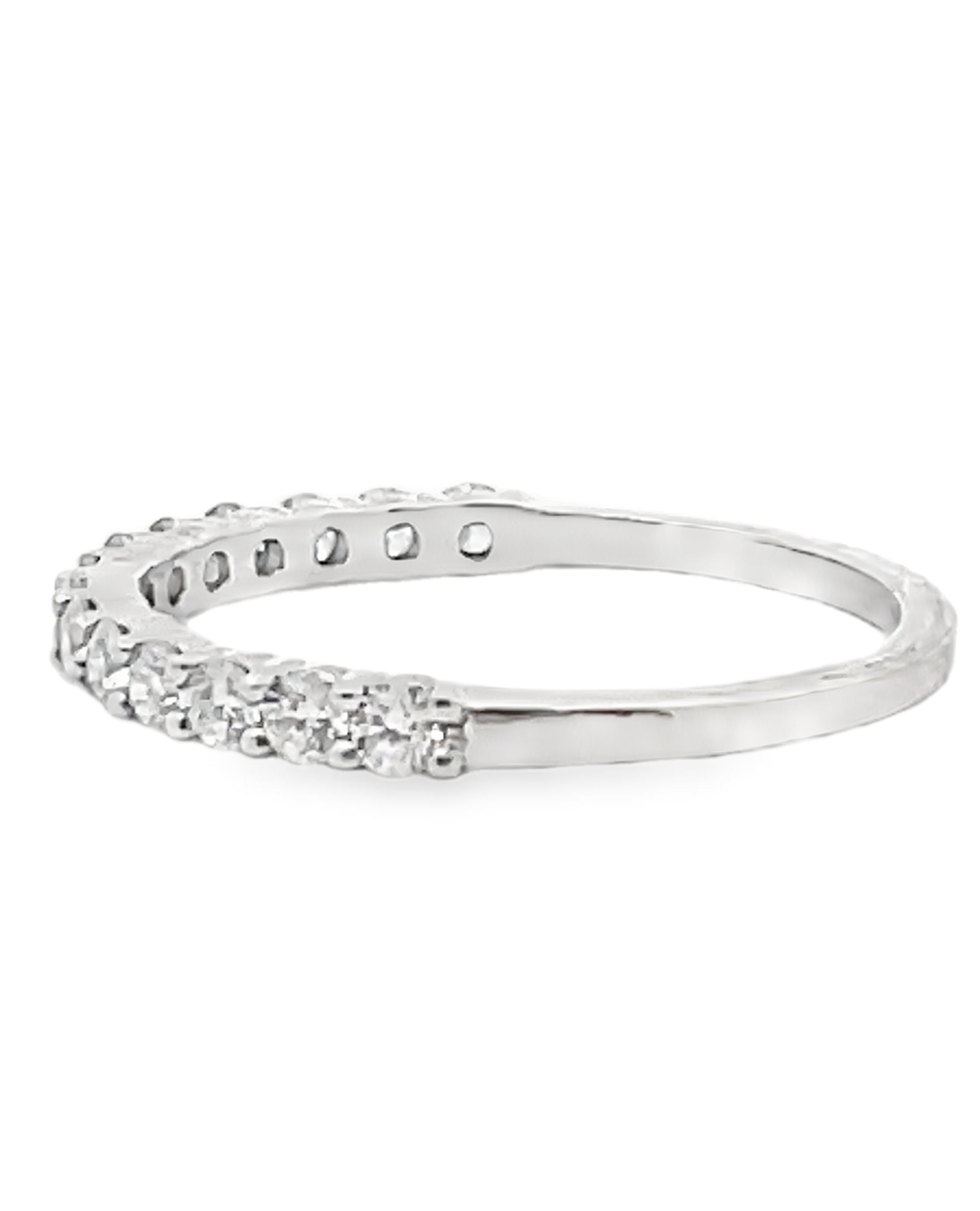 14K White Gold Halfway Diamond Band