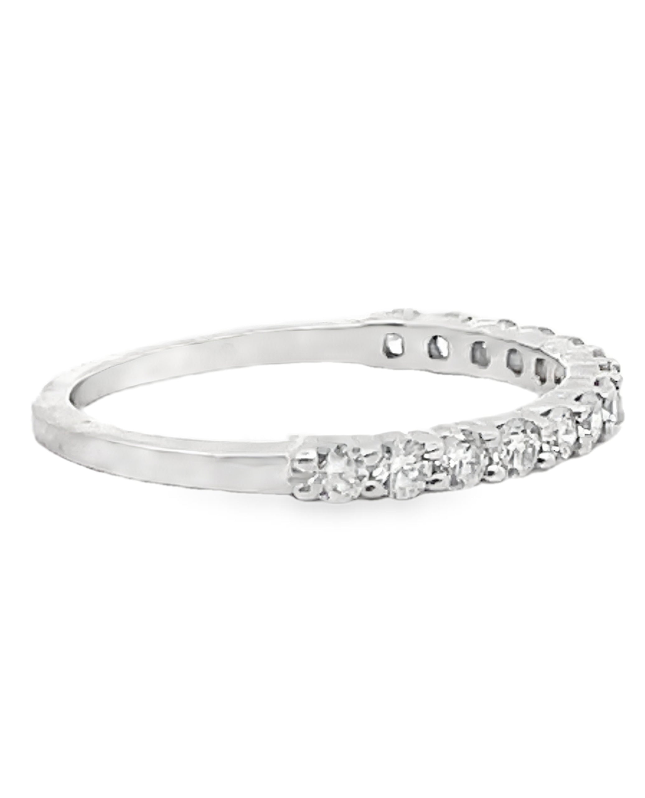 14K White Gold Halfway Diamond Band