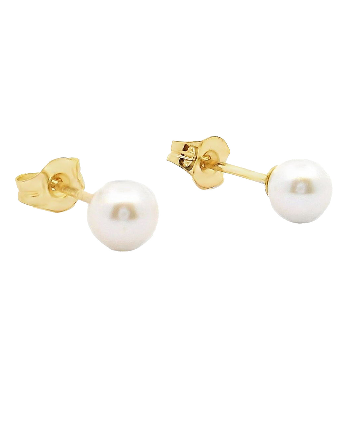 14K Yellow Gold 3.5mm Pearl Earrings