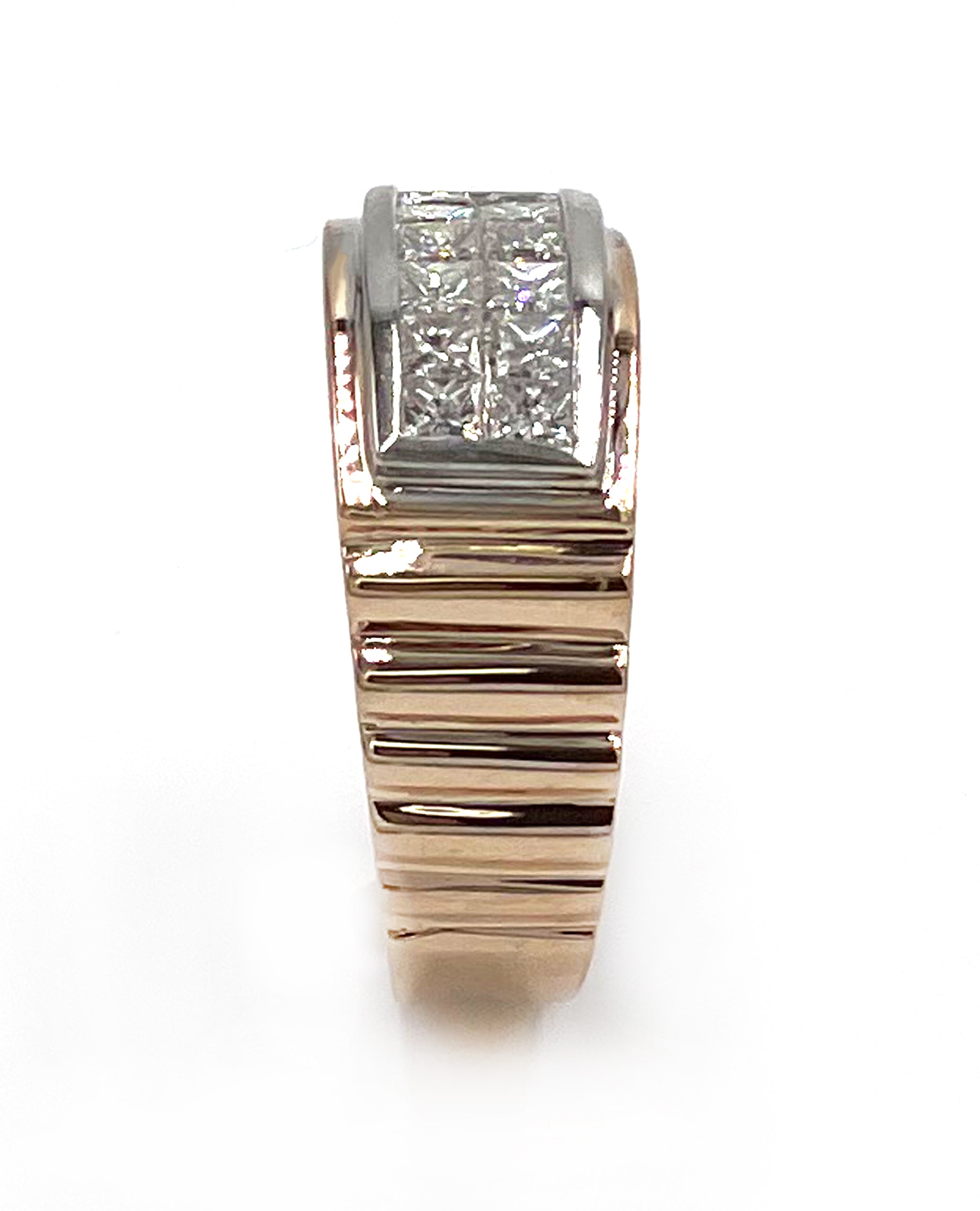 14K Rose Gold Invisibly Set Men's Diamond Ring