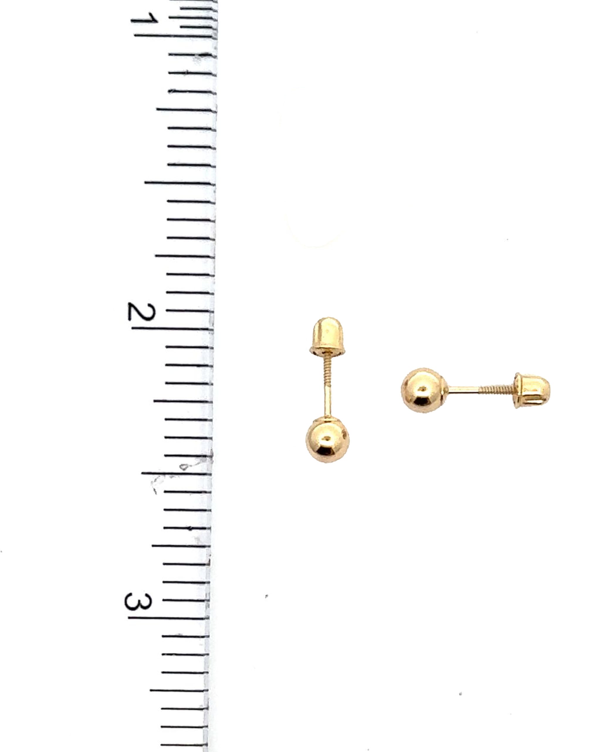 14K Yellow Gold 4mm Screwback Ball Earrings