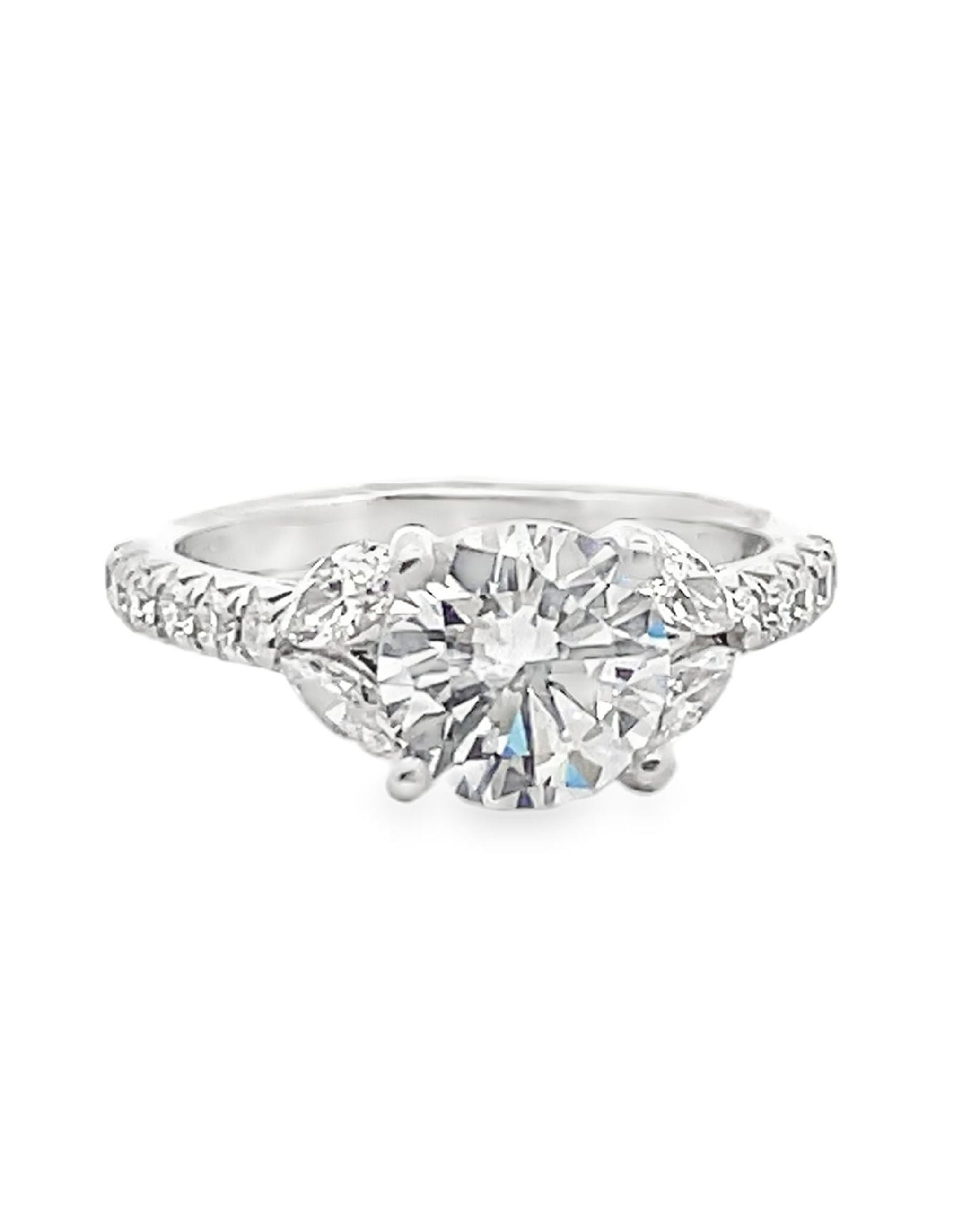 Designs By Vatche 1053-PP-150 Platinum Engagement Ring Setting with Round and Marquise Diamonds, for 7.5 Millimeter Center Round Stone