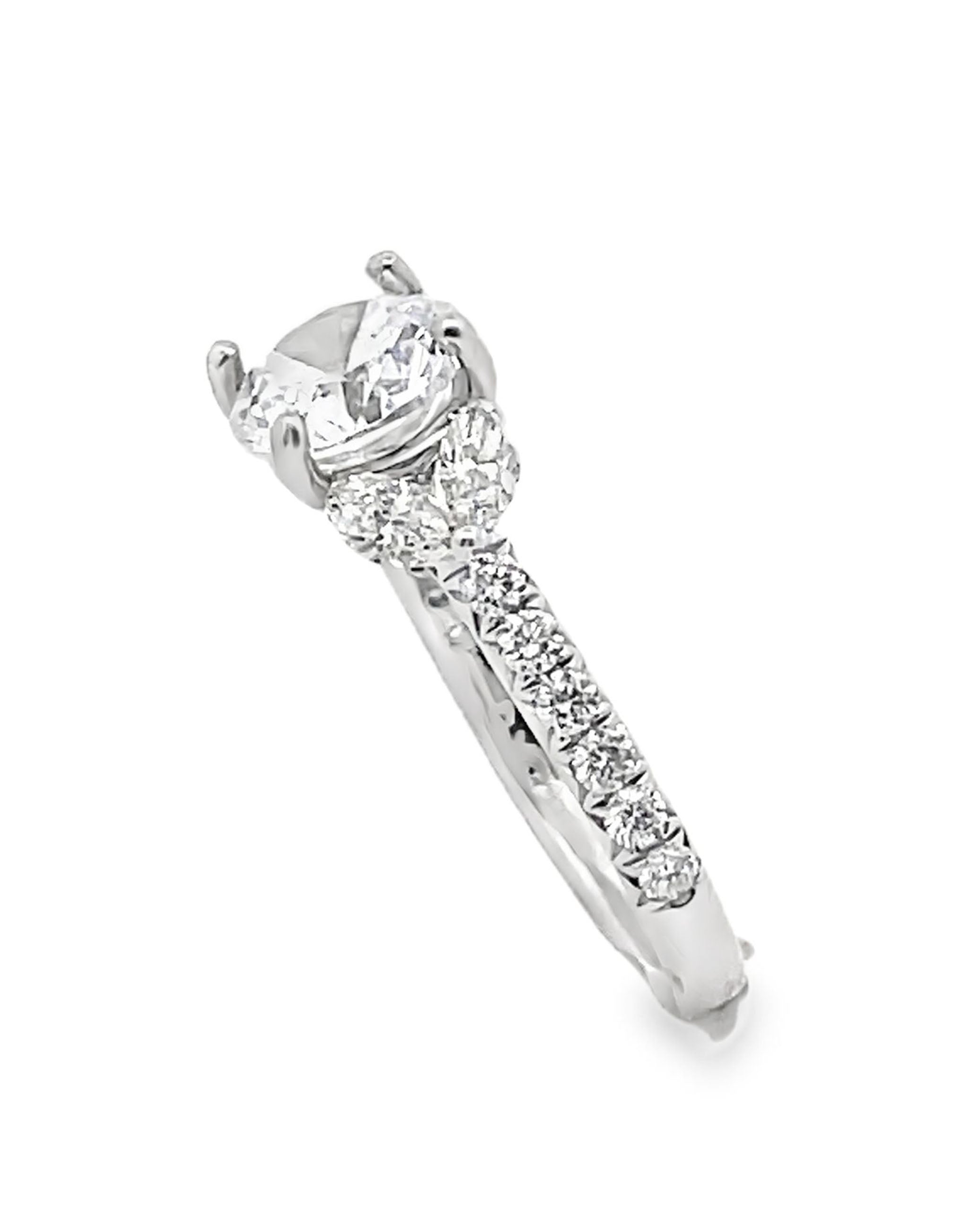 Designs By Vatche 1053-PP-150 Platinum Engagement Ring Setting with Round and Marquise Diamonds, for 7.5 Millimeter Center Round Stone