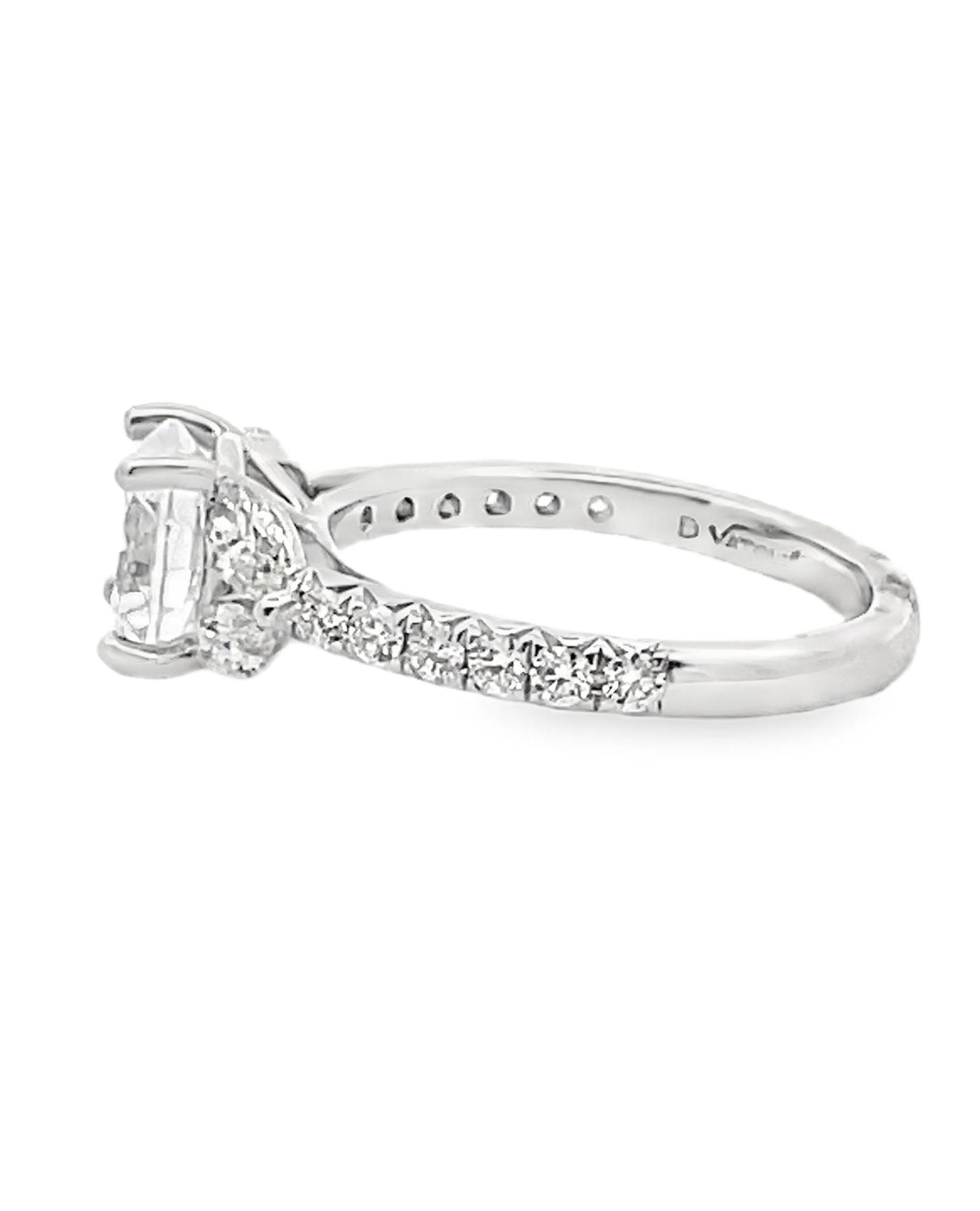 Designs By Vatche 1053-PP-150 Platinum Engagement Ring Setting with Round and Marquise Diamonds, for 7.5 Millimeter Center Round Stone