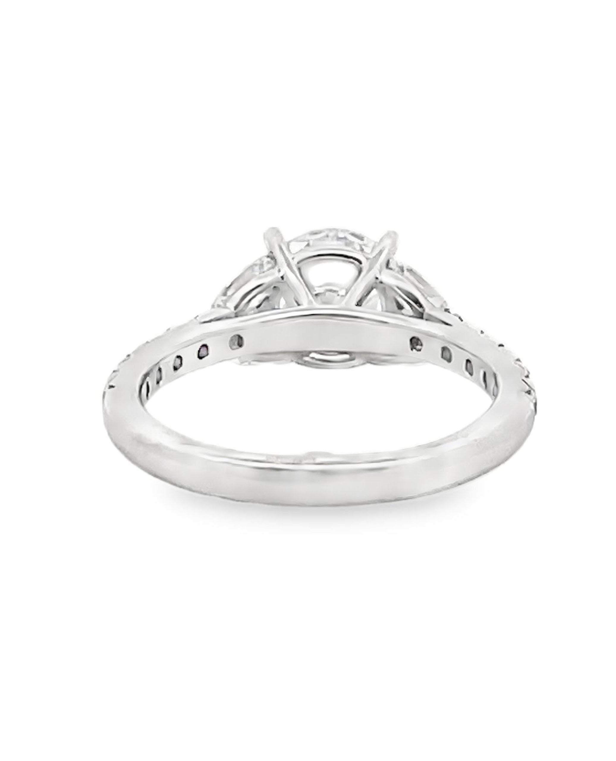 Designs By Vatche 1053-PP-150 Platinum Engagement Ring Setting with Round and Marquise Diamonds, for 7.5 Millimeter Center Round Stone