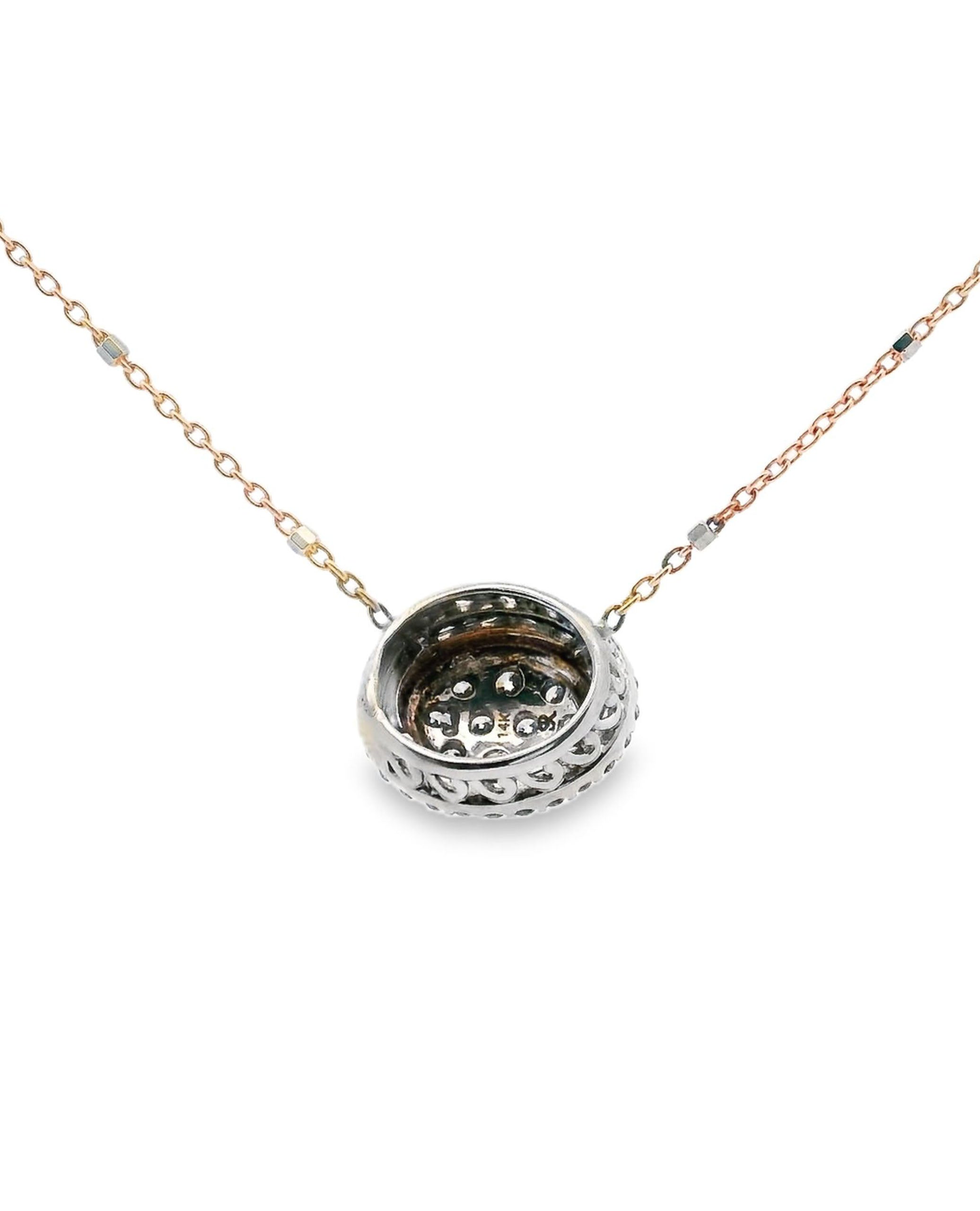 14K White and Pink Gold Pendant with Diamonds