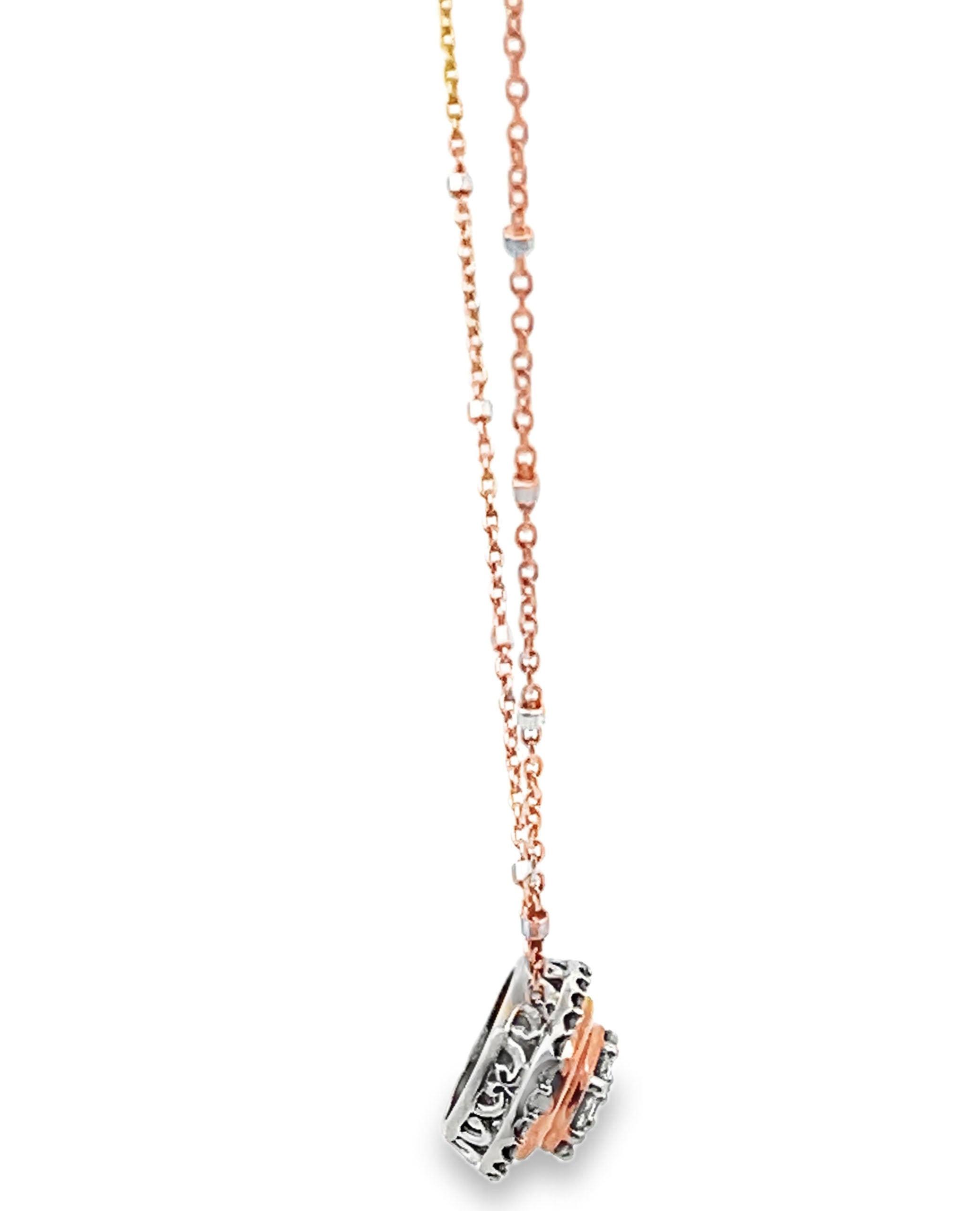 14K White and Pink Gold Pendant with Diamonds