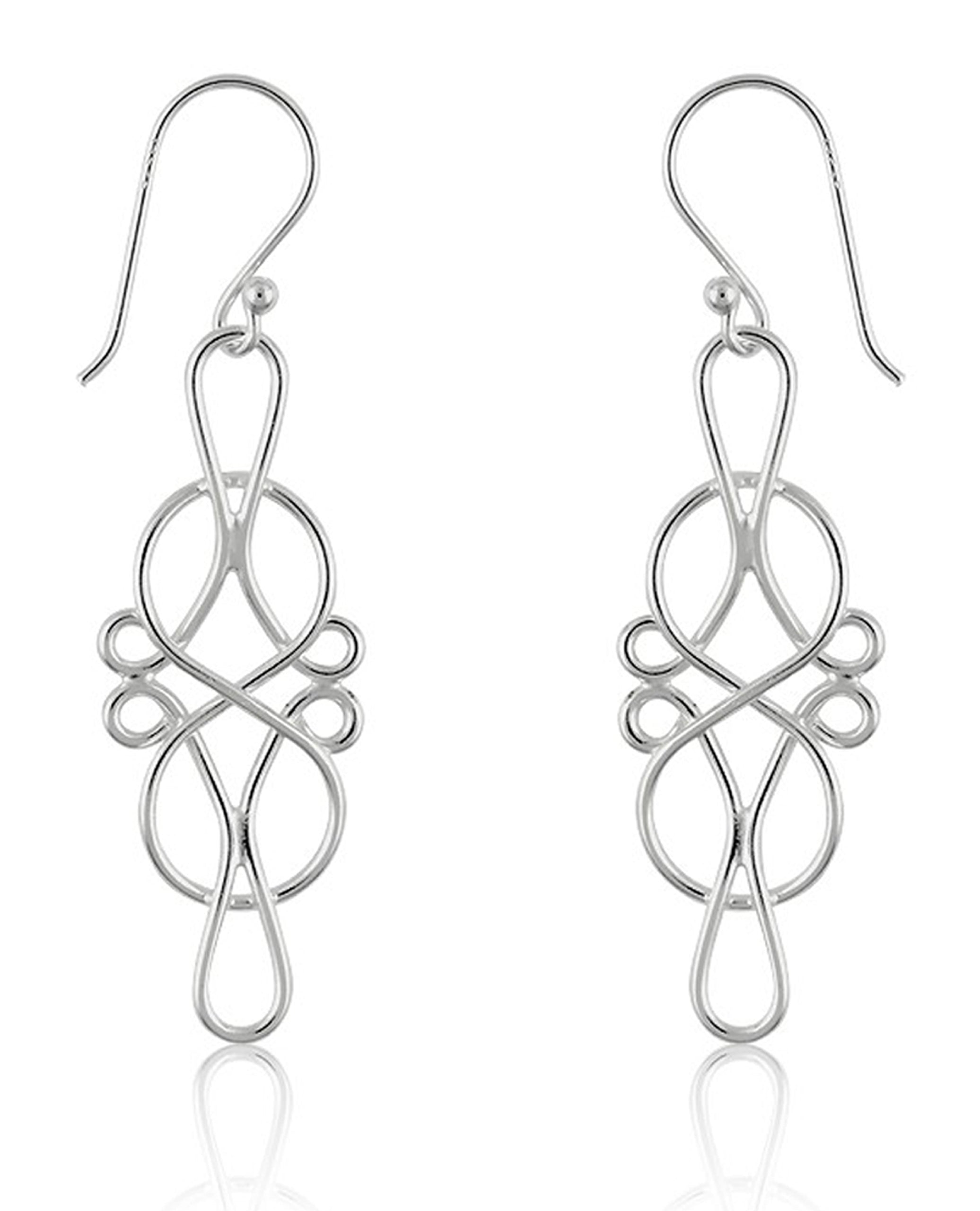 Sterling Silver Designed Infinity Earrings