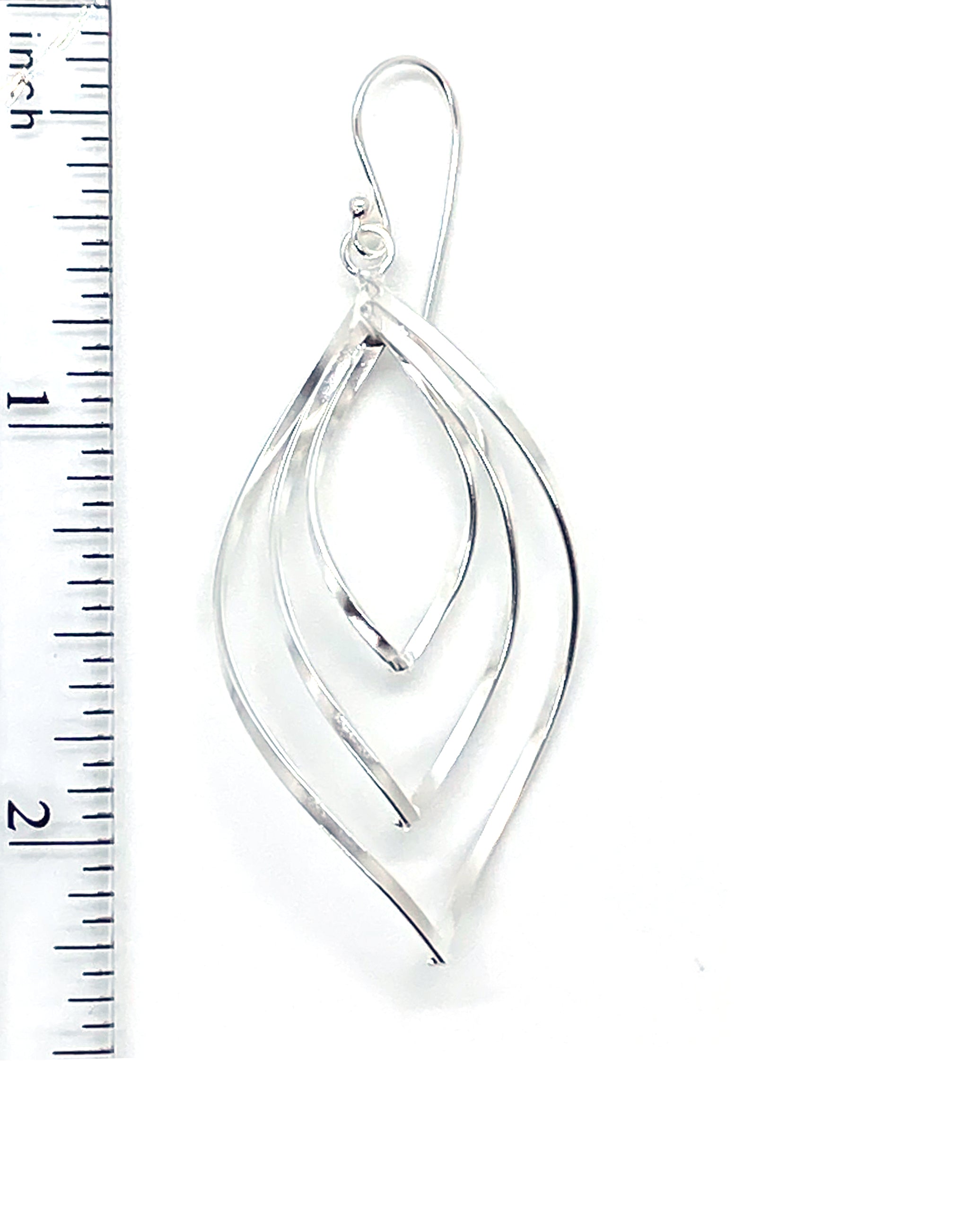Sterling Silver Wavy Marquise Earrings