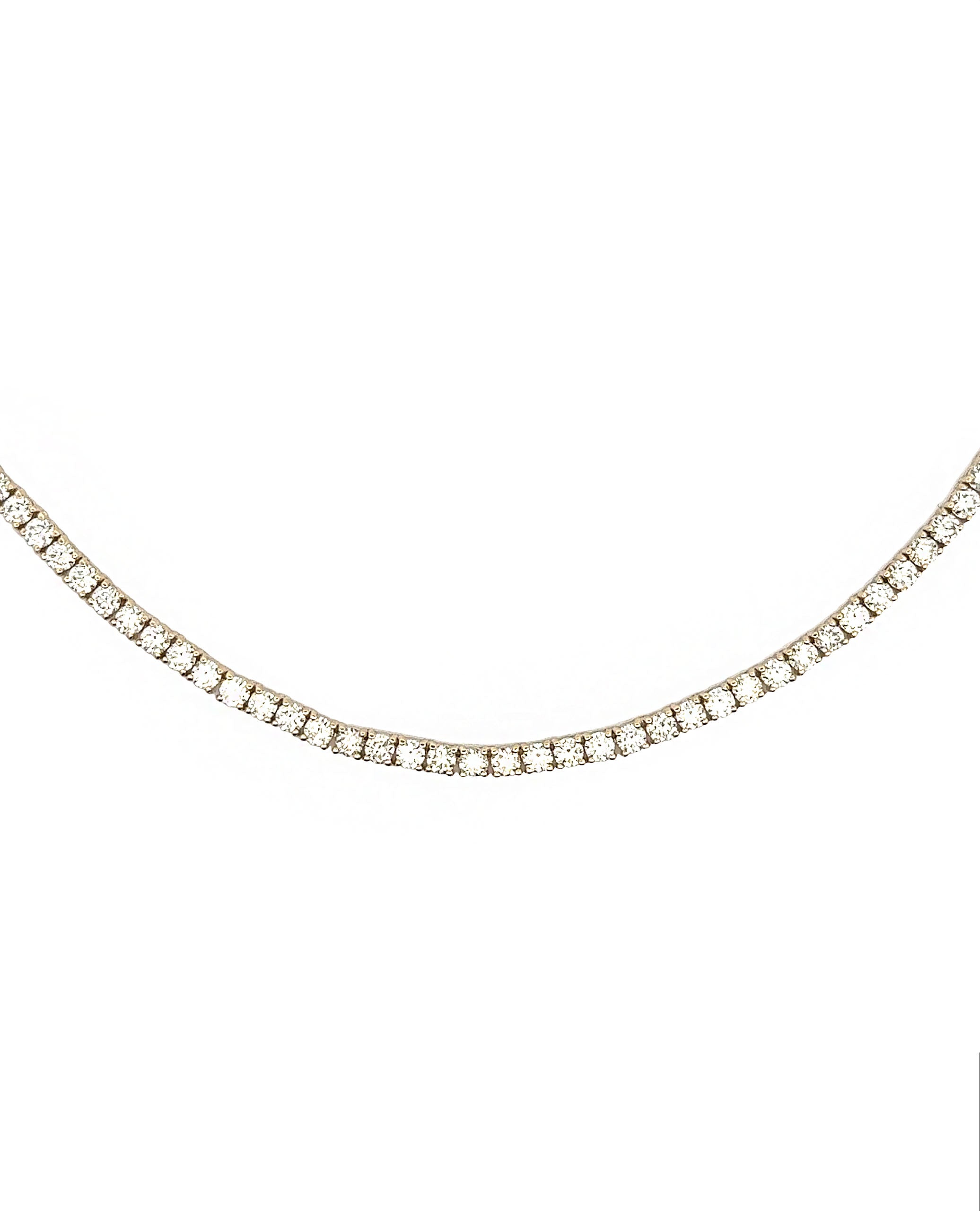 14K Yellow Gold Lab Grown Tennis Necklace - 14.45 carats - 22 inches